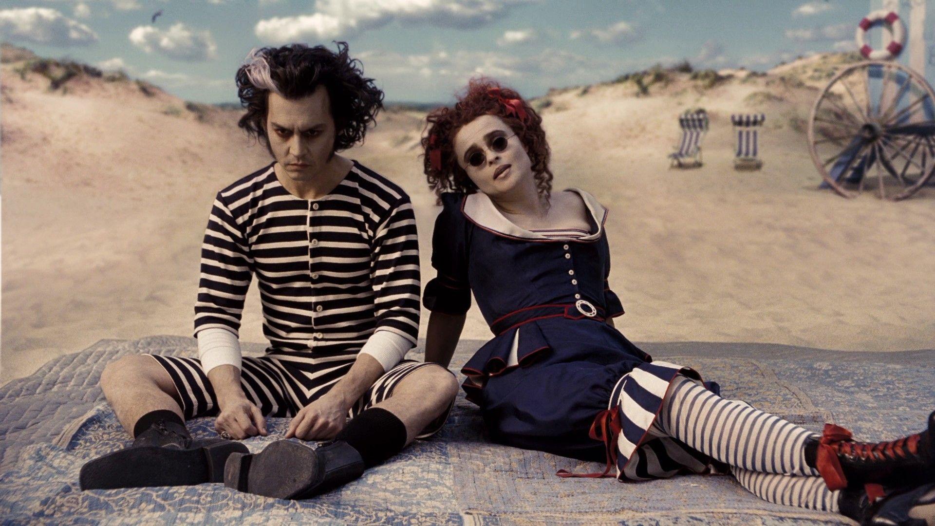 Helena Bonham Carter, Johnny Depp, Sweeney Todd, sand, movies