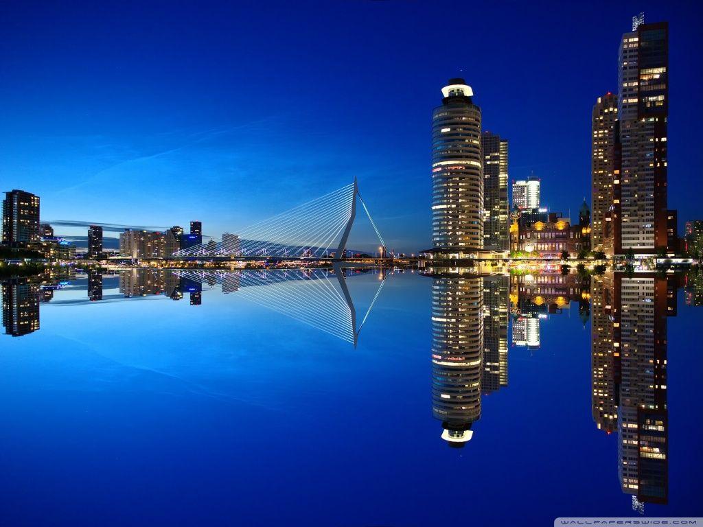 Rotterdam Skyline Night ❤ 4K HD Desktop Wallpapers for 4K Ultra HD