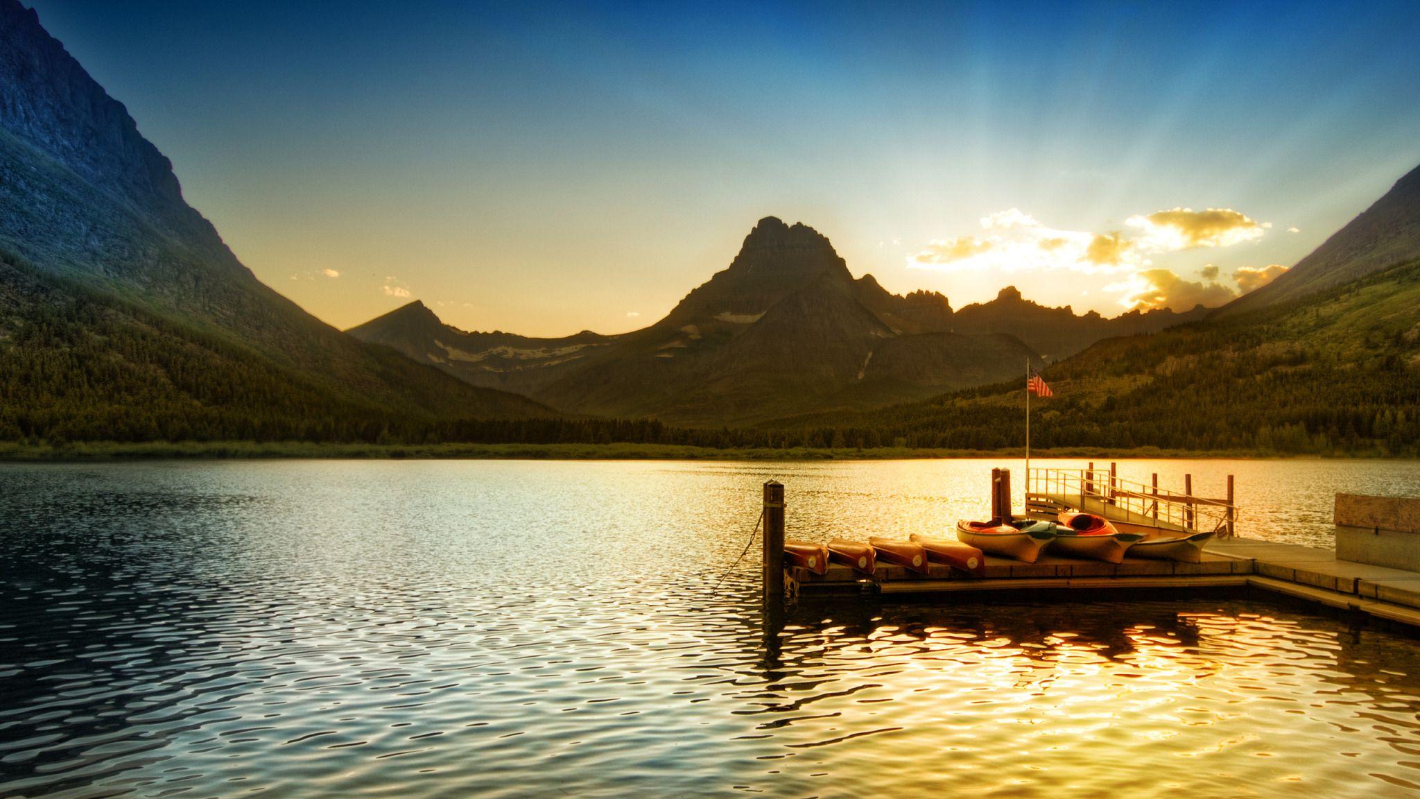 Sunset at Glacier National Park widescreen wallpapers