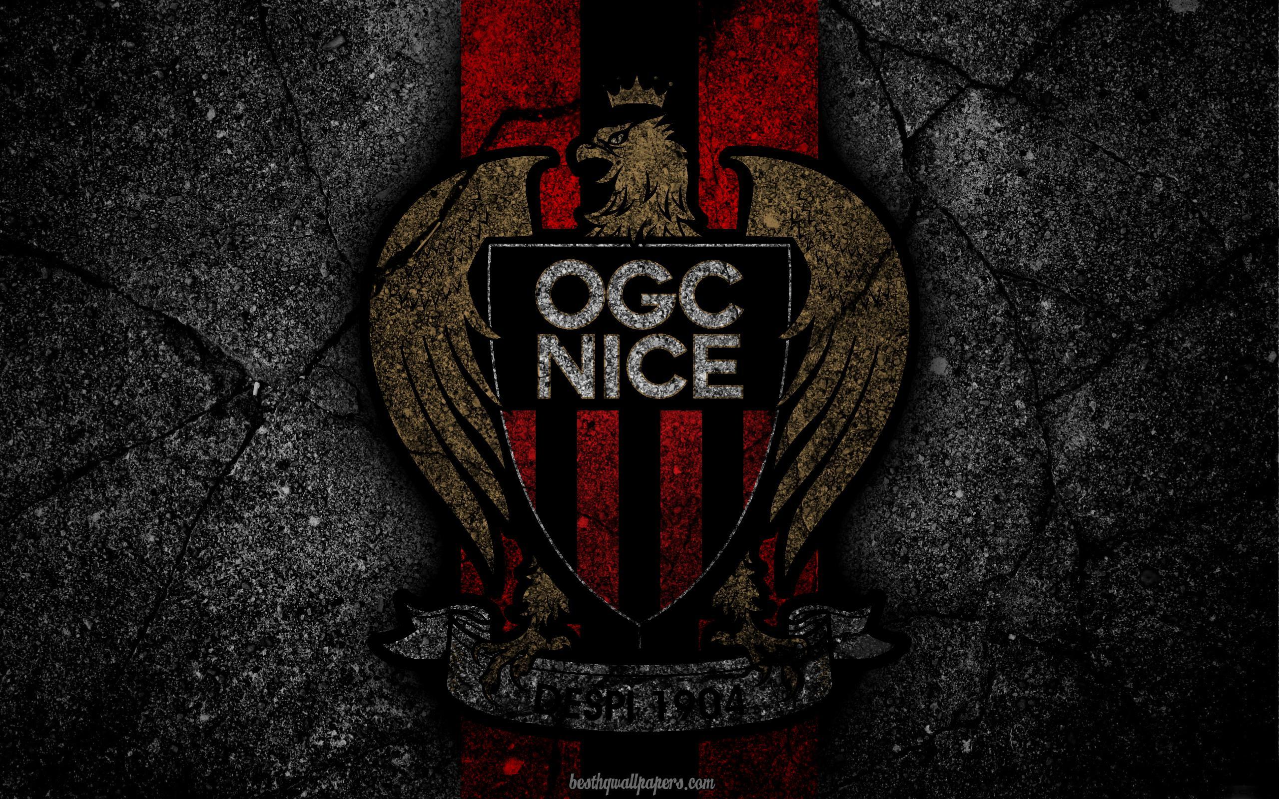 Download wallpapers Nice, logo, art, Liga 1, soccer, OGC Nice