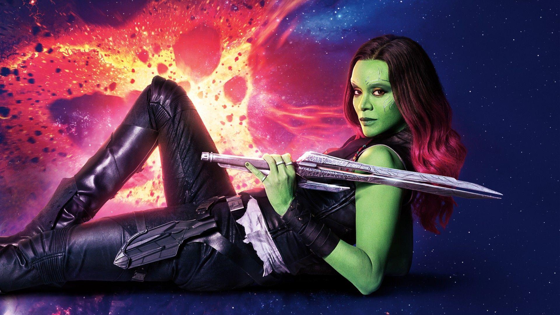 Wallpapers Zoe Saldana, Gamora, Guardians of the Galaxy Vol 2, 4K