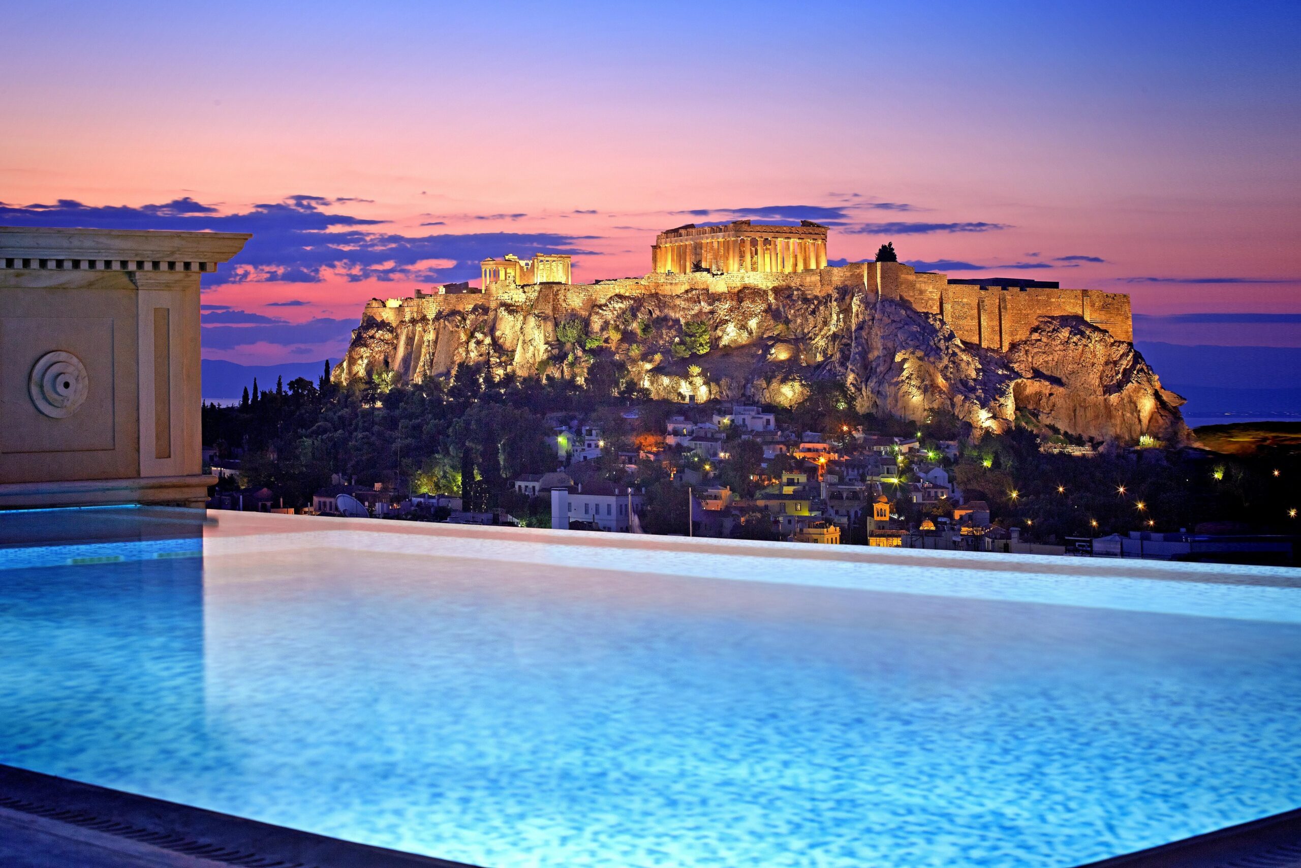 Athens, Greece, City, House, Building, Sunset, Evening, Sky, Clouds