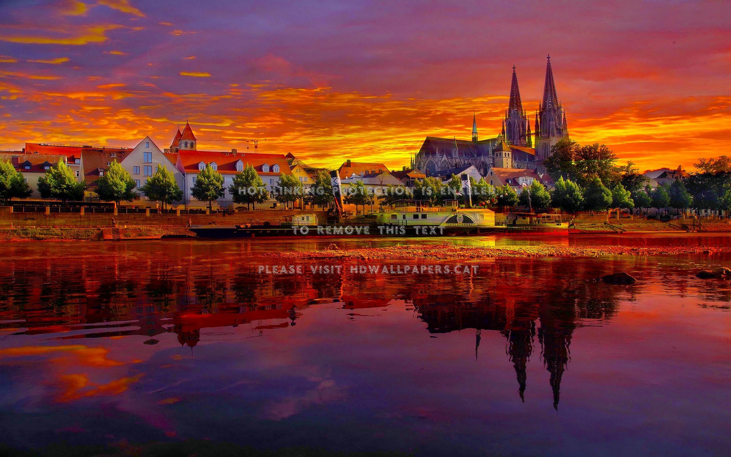 germany at dusk regensburg cityscape sunset