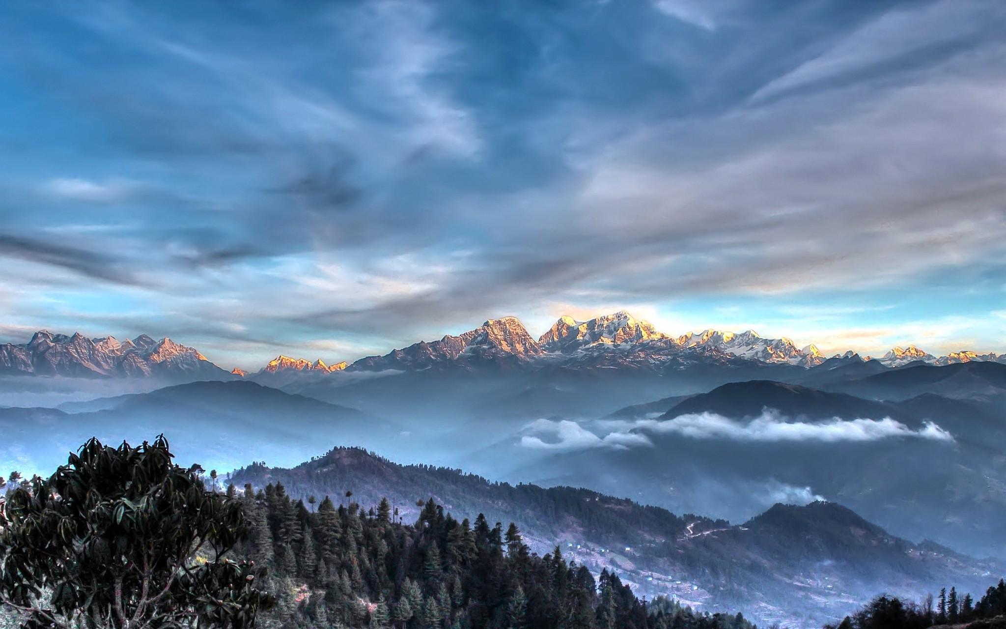 Wallpapers : , clouds, forest, Himalayas, landscape, mist