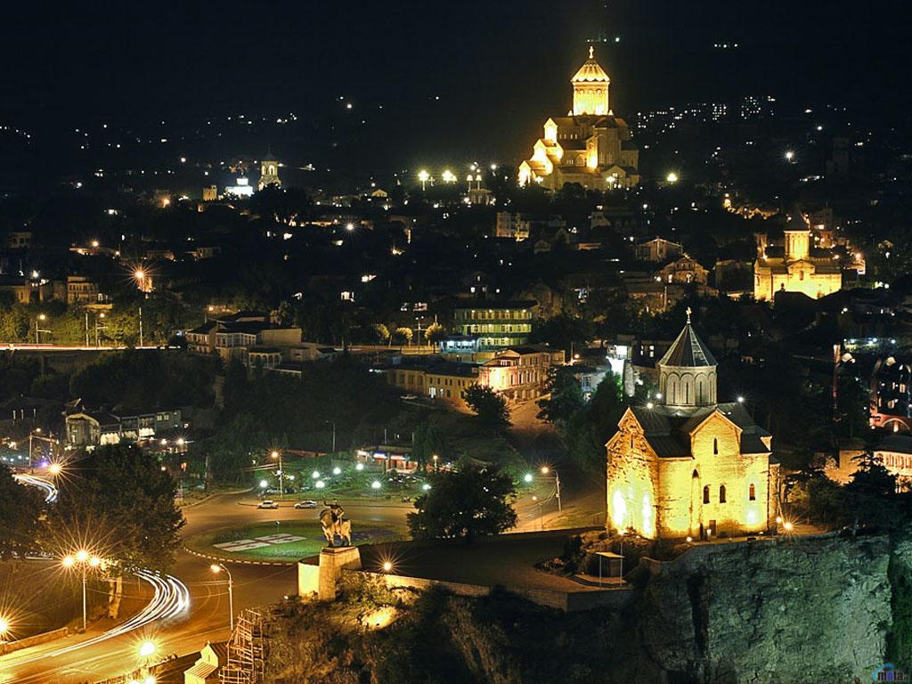 Download Wallpapers church night tbilsi georgia tbilisi,