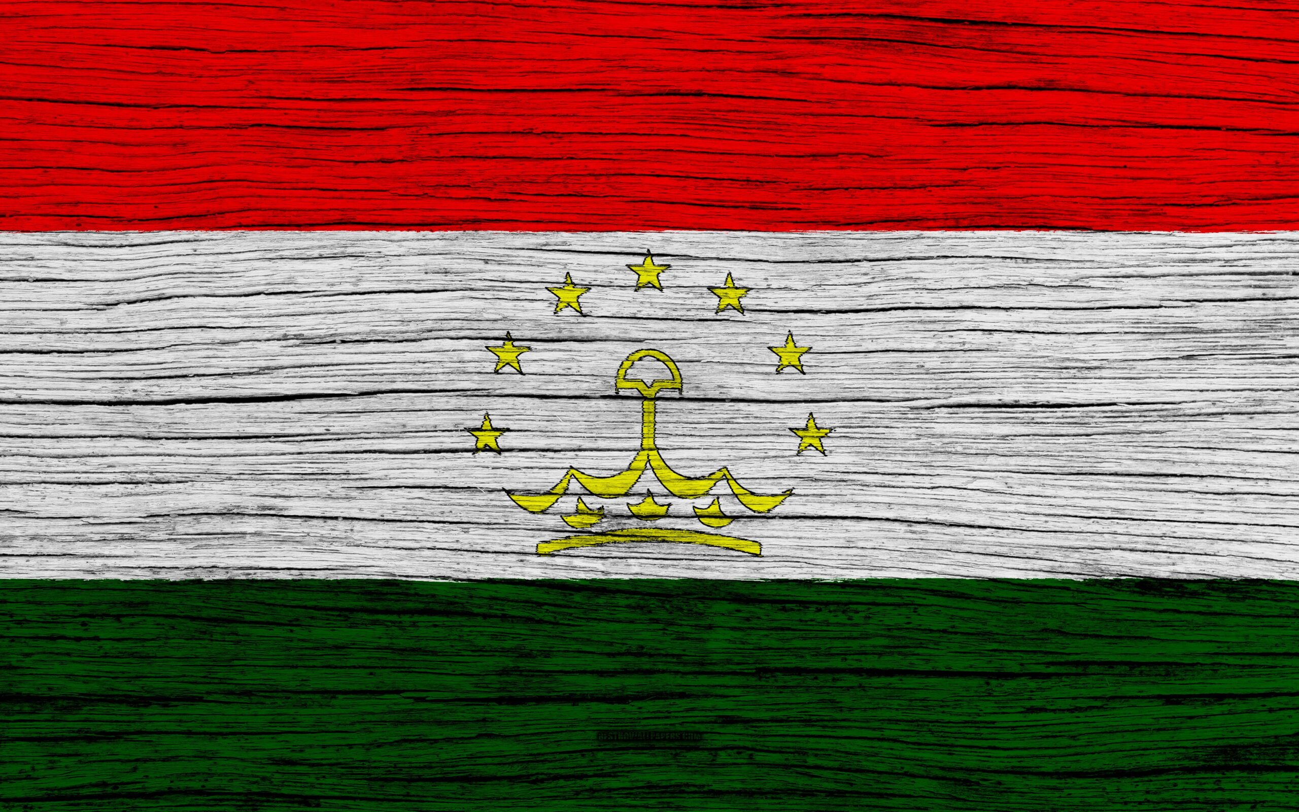 Download wallpapers Flag of Tajikistan, 4k, Asia, wooden texture