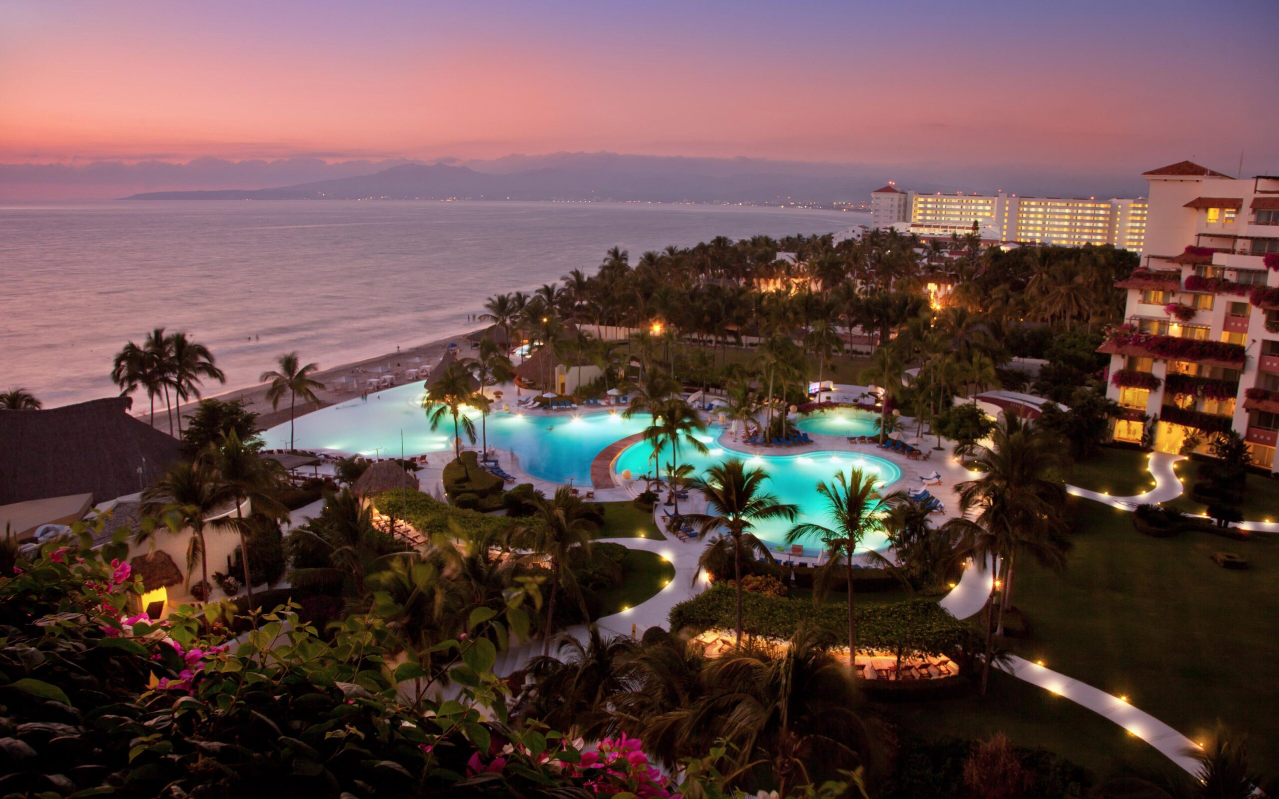 Late Night Dip, Mexico, Puerto Vallarta, Oceanside Pool widescreen