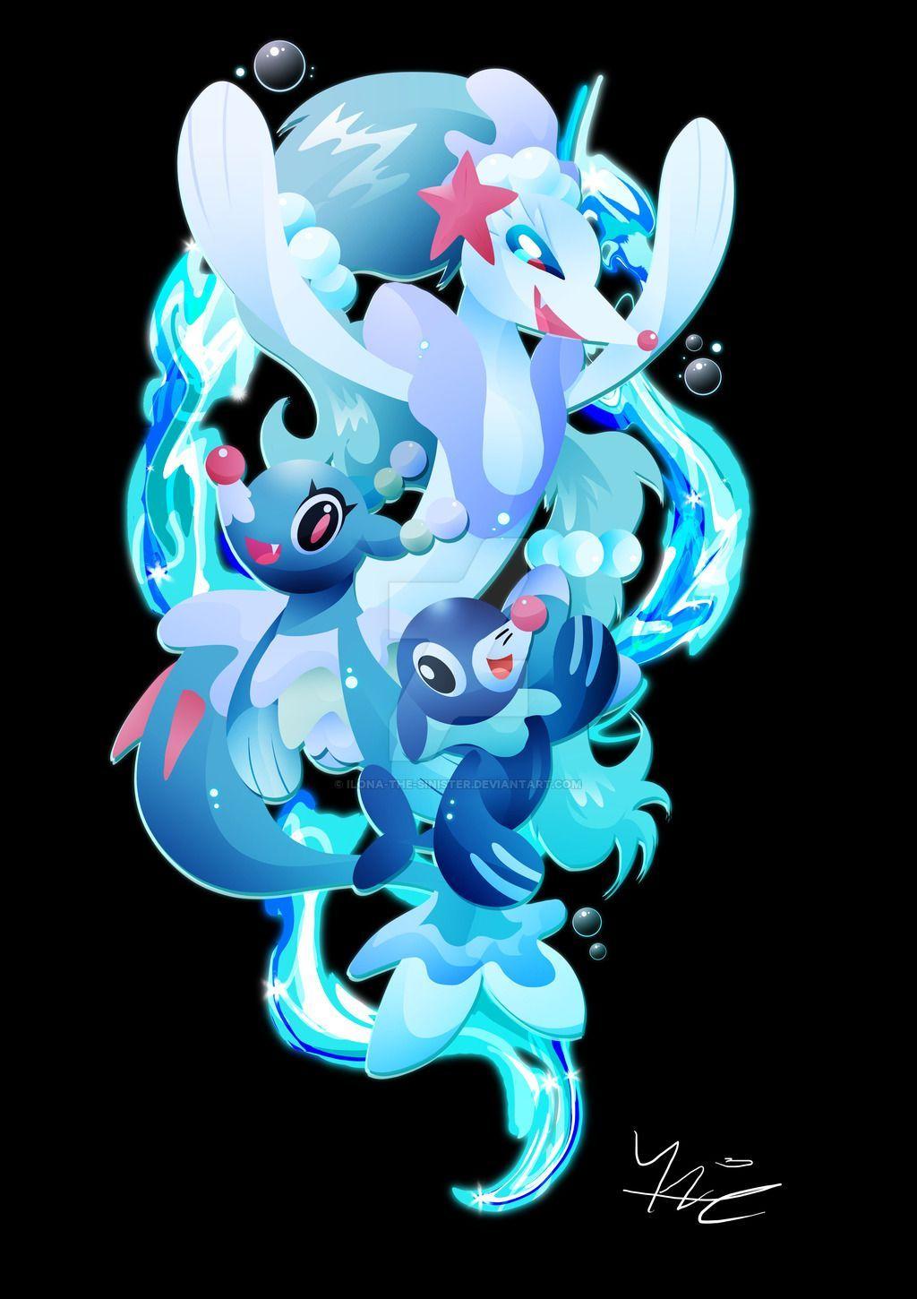 Popplio, Brionne and Primarina by Ilona