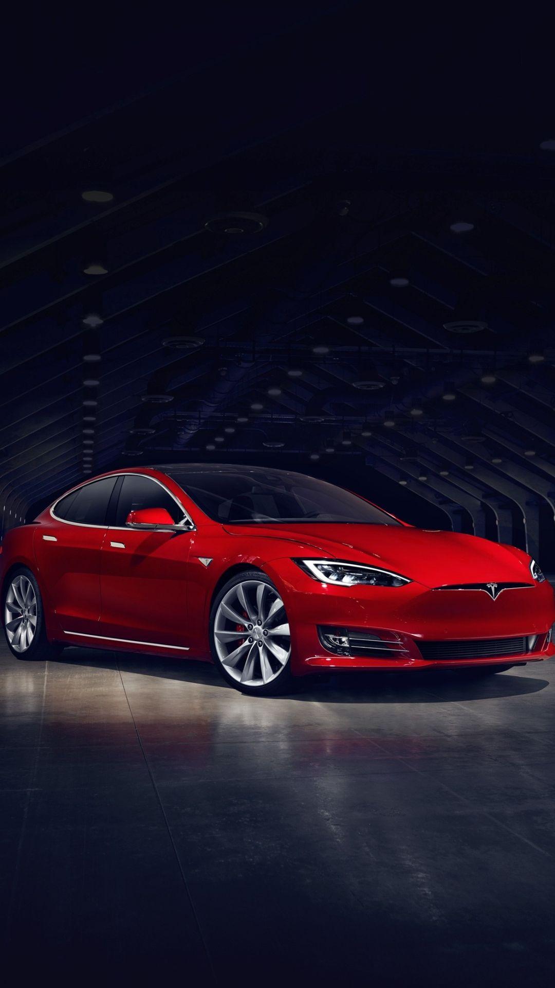 2016 Red Tesla Model S No Grill