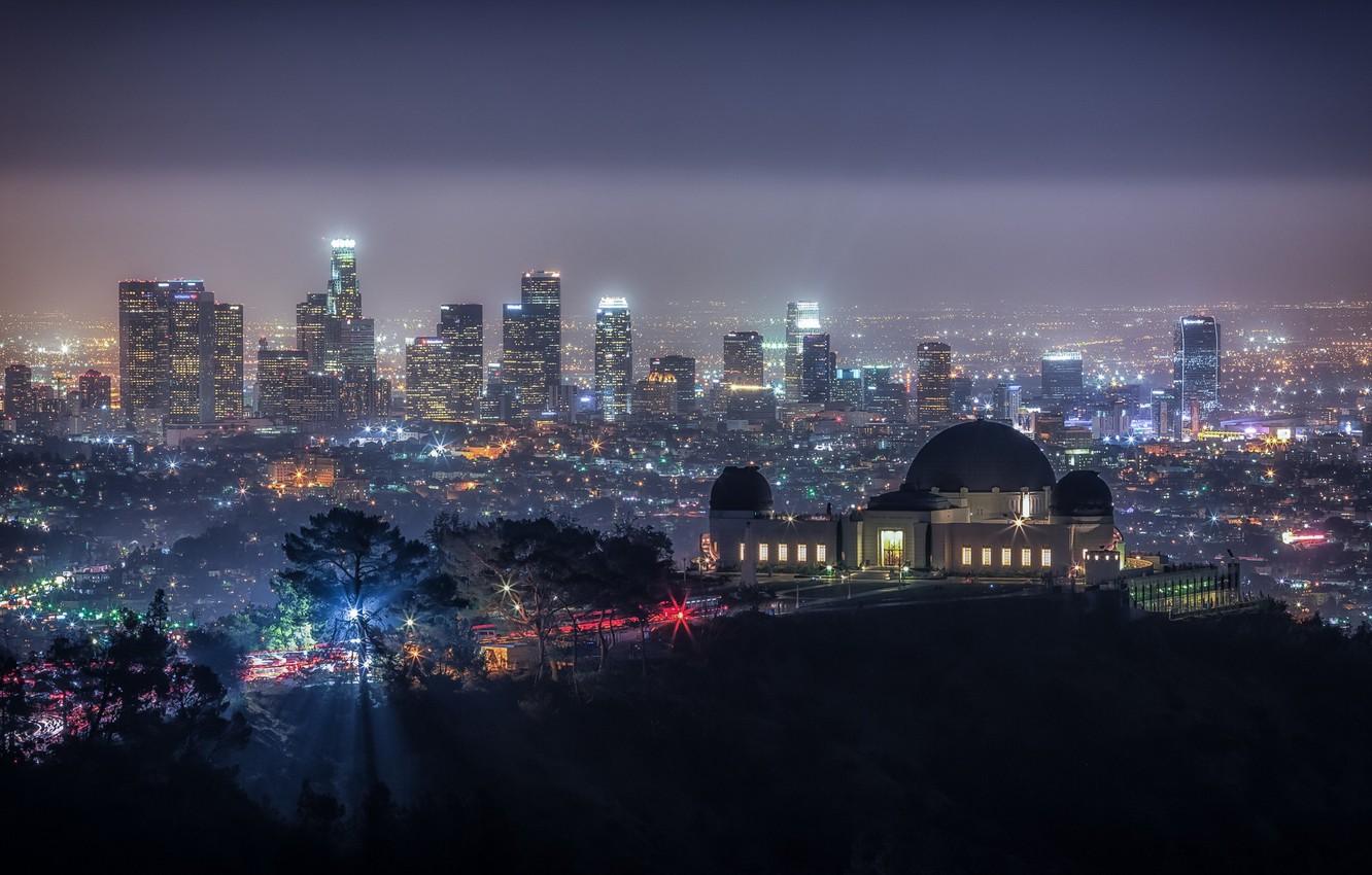 Wallpapers the sky, trees, night, lights, home, california, the dome