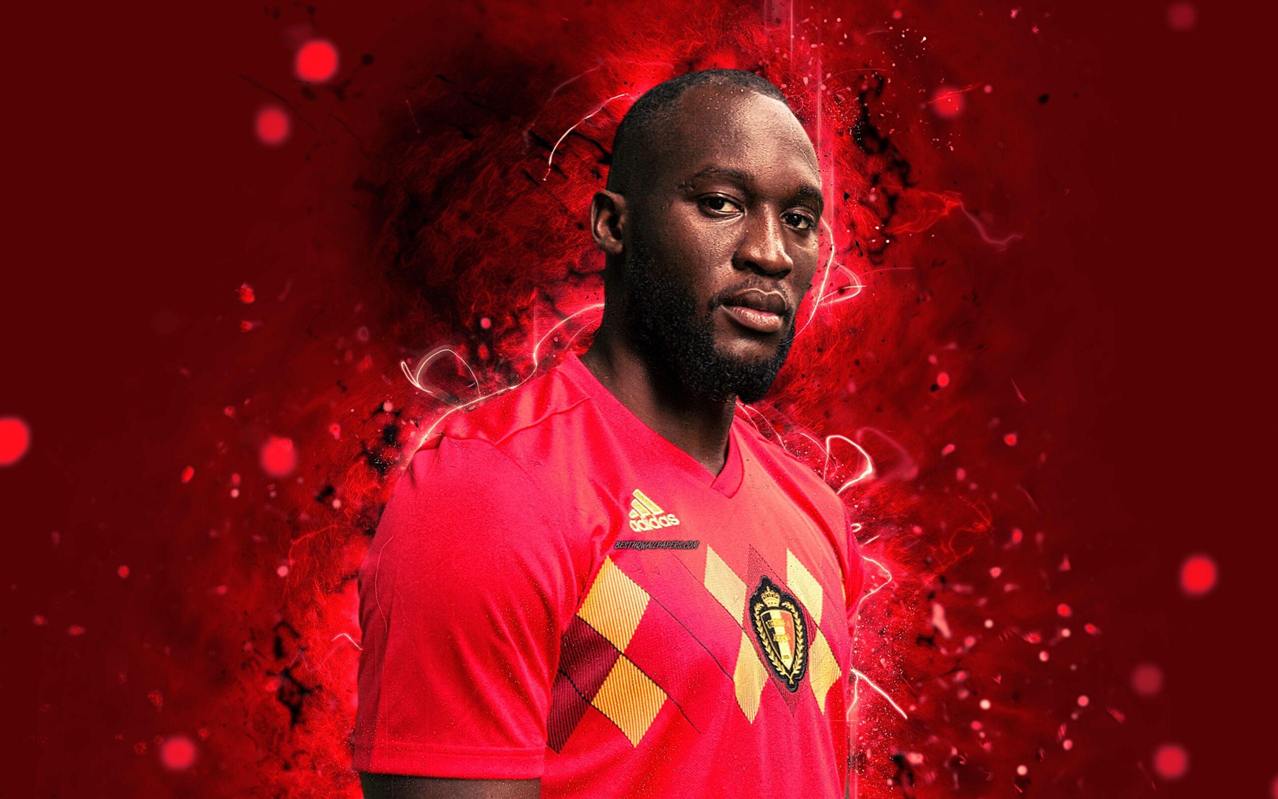 Download wallpapers 4k, Romelu Lukaku, abstract art, Belgium