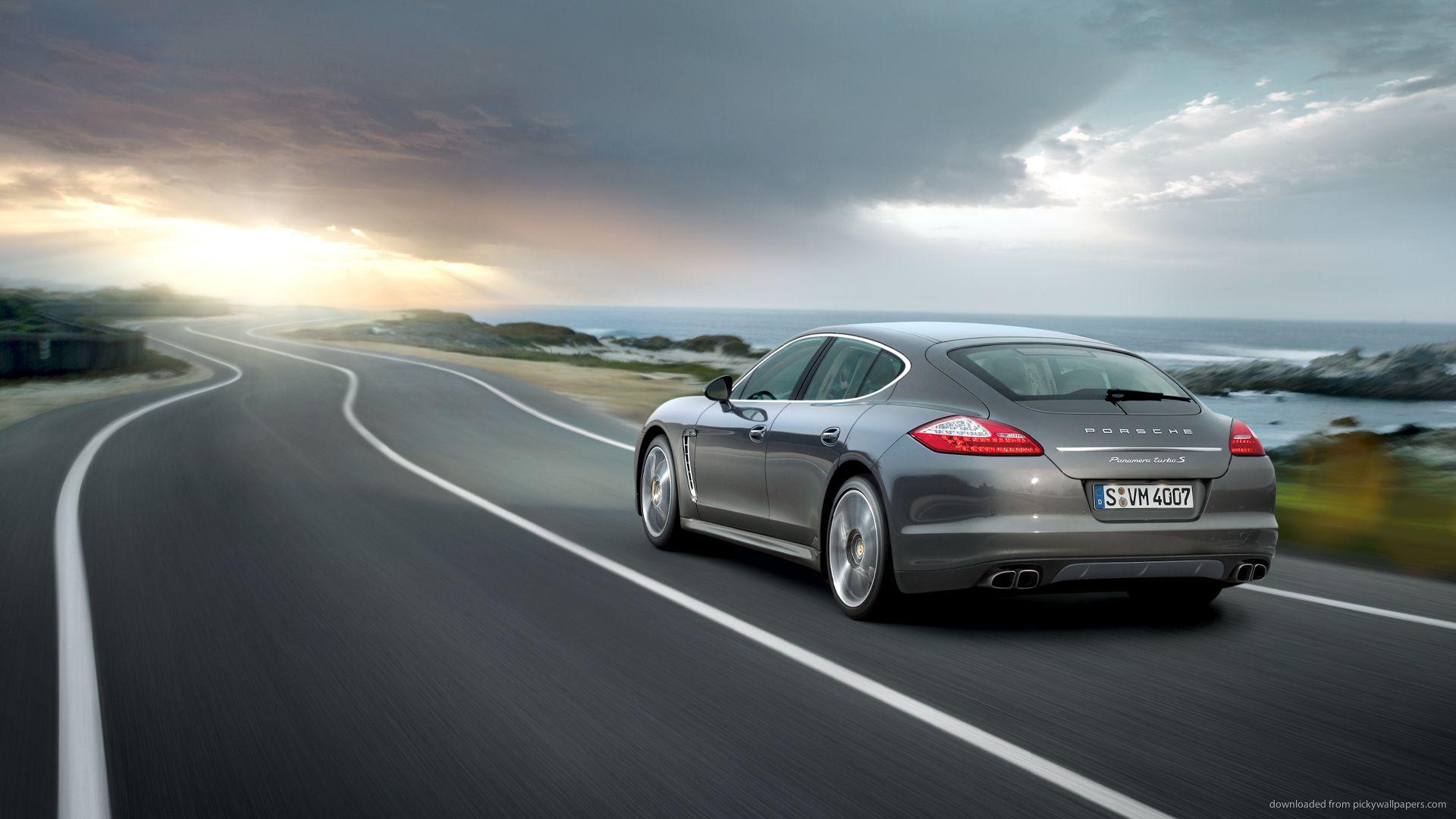 Download Porsche Panamera Turbo S On A Shore Wallpapers