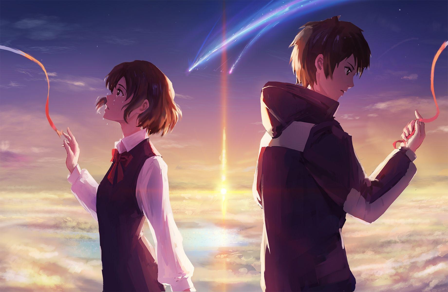 Wallpapers Mitsuha Miyamizu, Taki Tachibana, Tears, Kimi No Na Wa