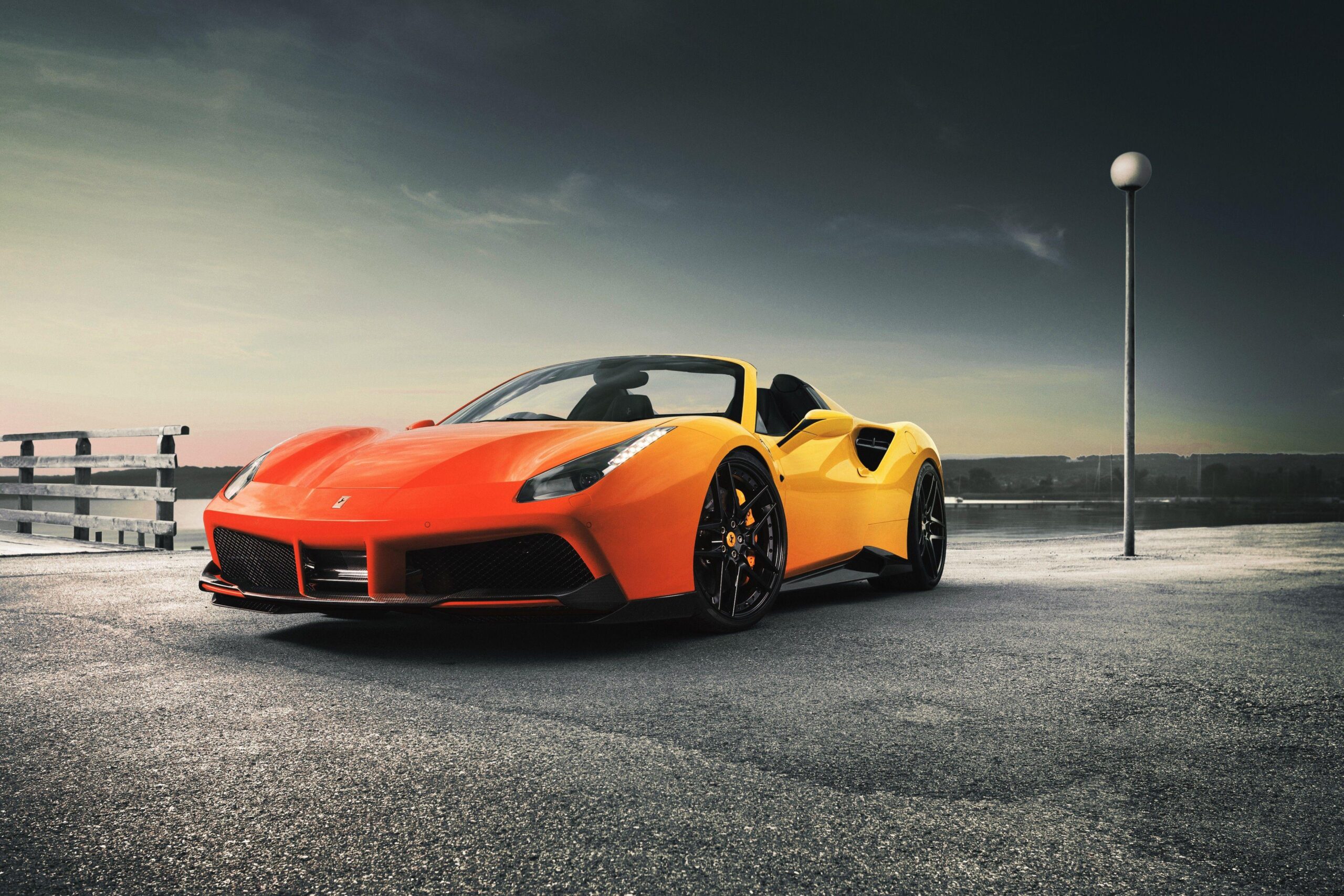 Orange sports car Ferrari 488 Spider wallpapers and image