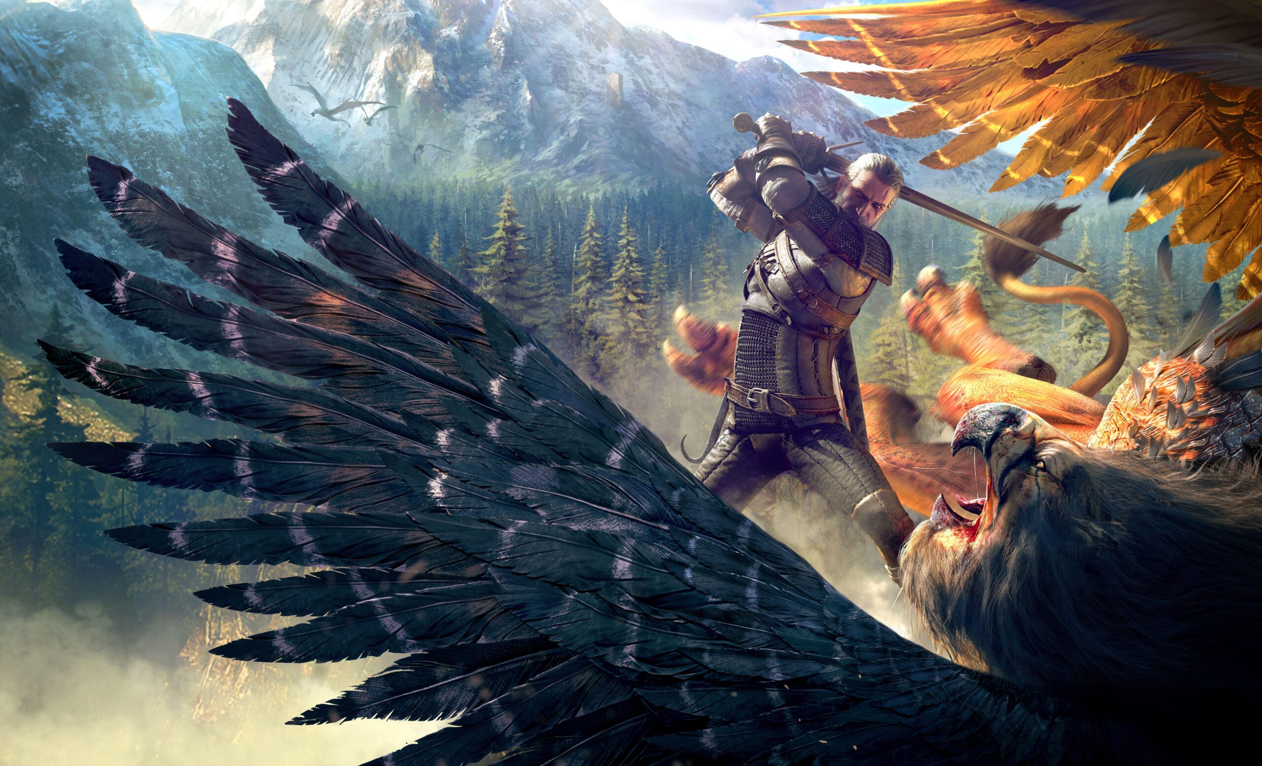 Wallpapers The Witcher 3, Wild Hunt, Geralt, Griffin, 8K, Games,