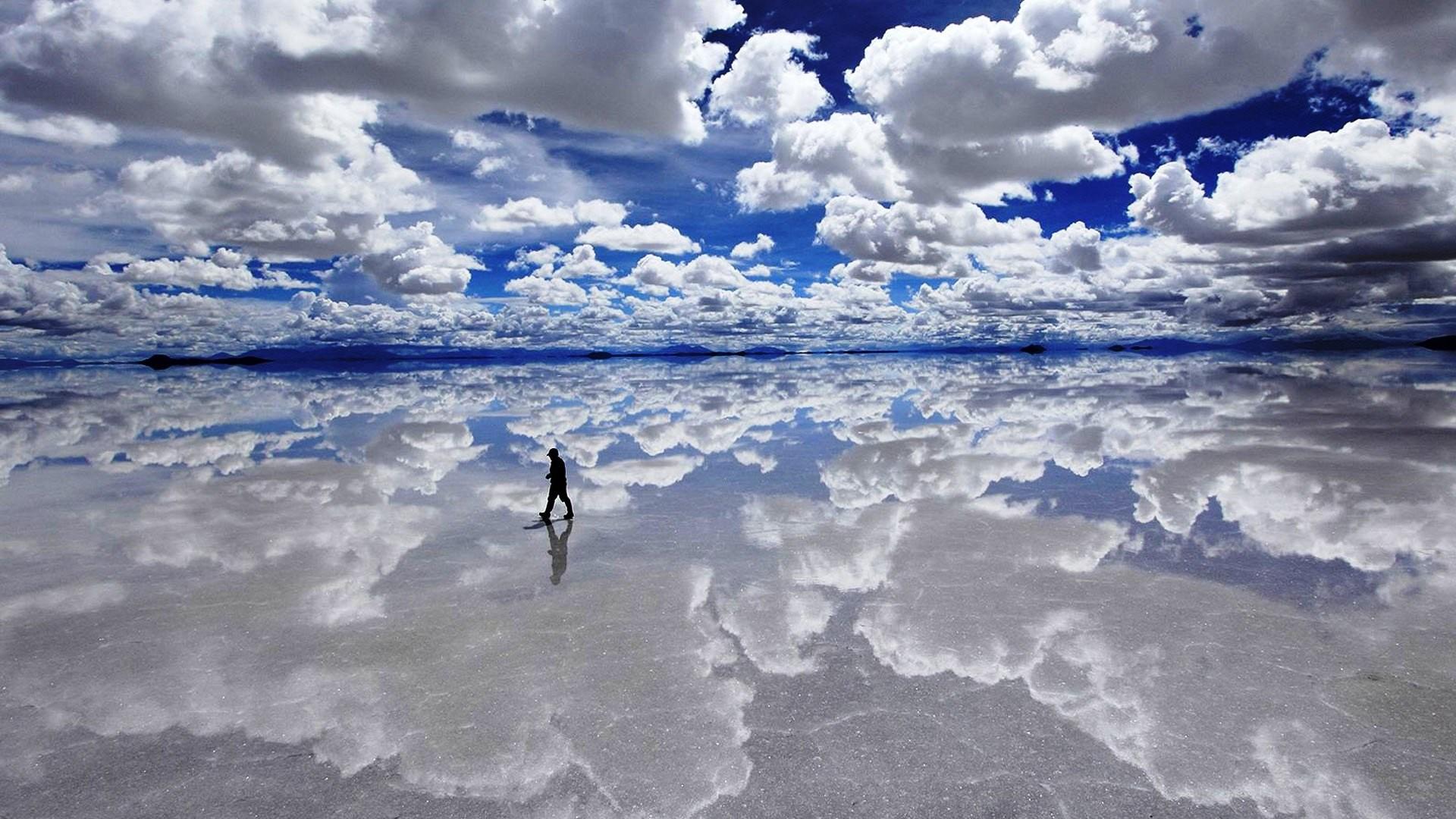 clouds, landscapes, Bolivia, lakes, Salar de Uyuni :: Wallpapers