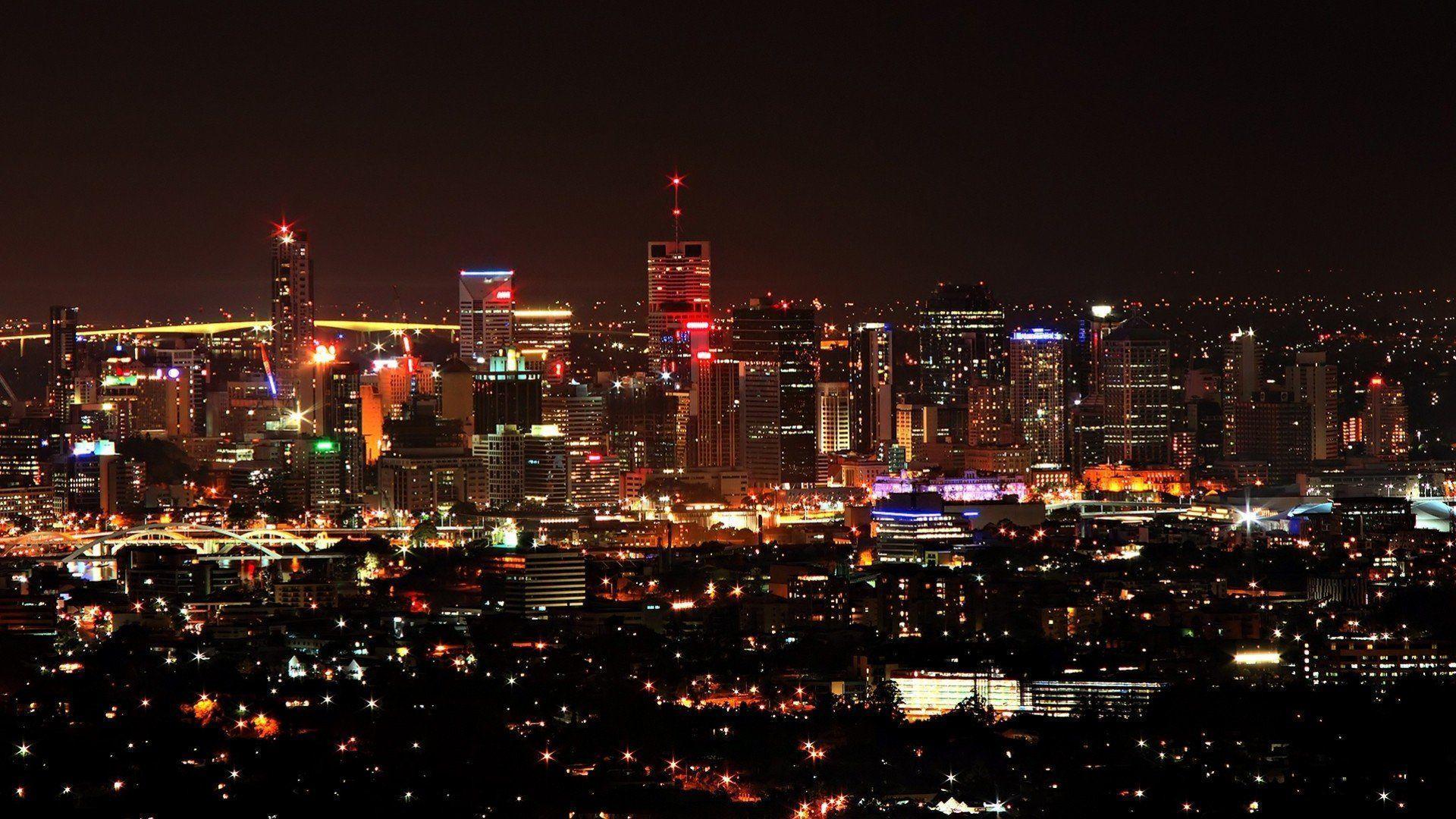 brisbane light night black australia town HD wallpapers