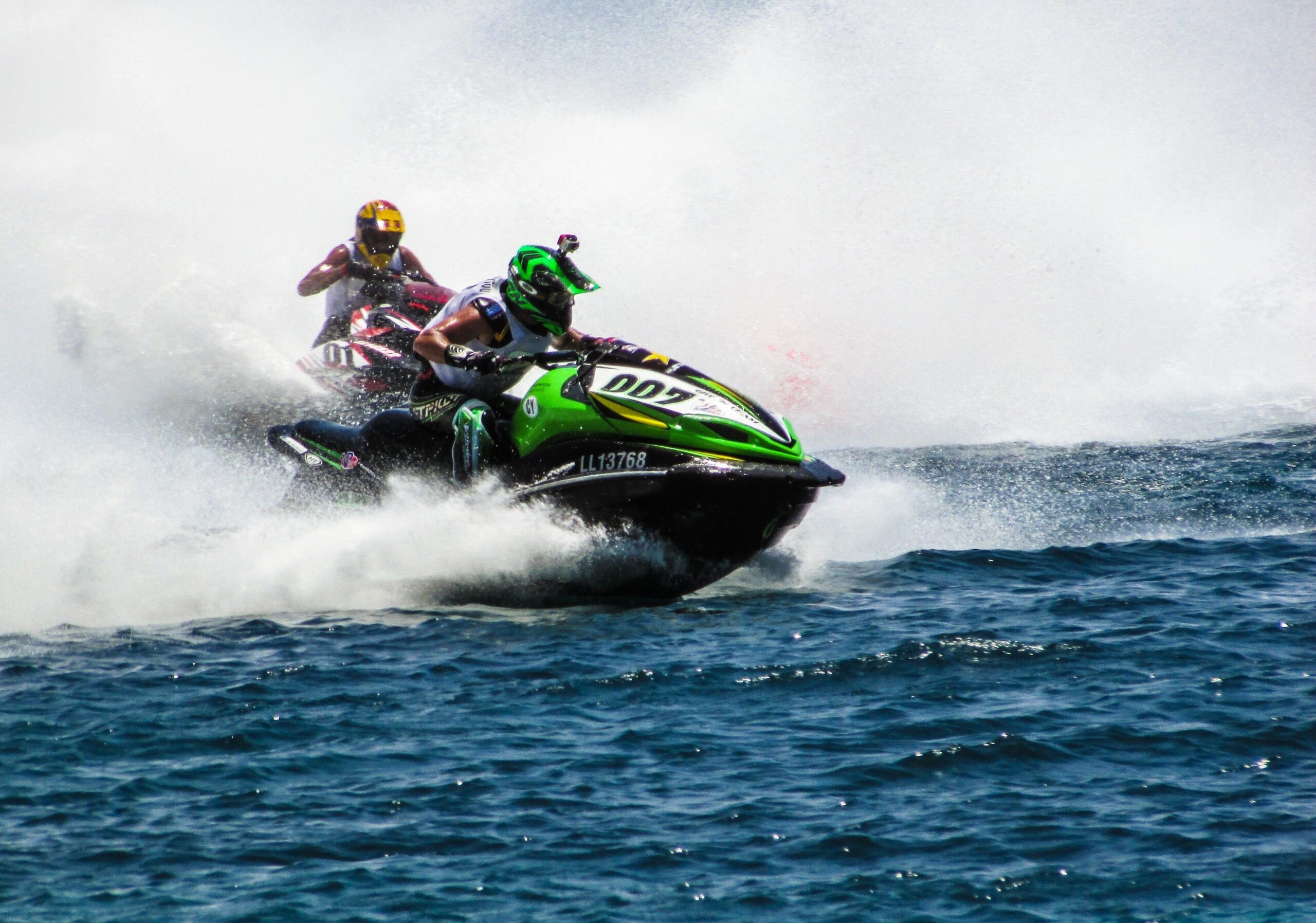 green white and black watercraft free image