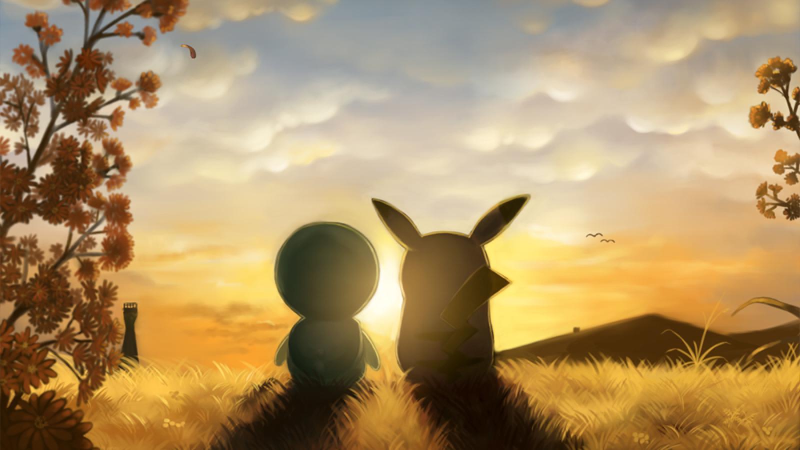 pikachu and piplup sunrise