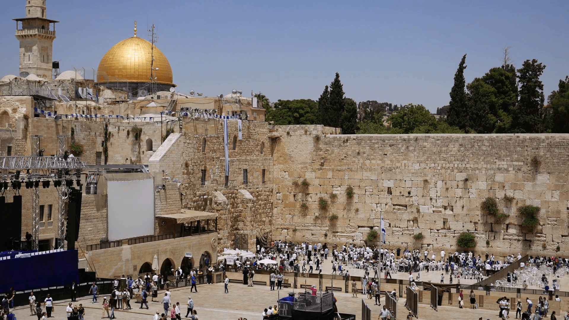 Western Wall or Wailing Wall or Kotel in Jerusalem timelapse. Plenty