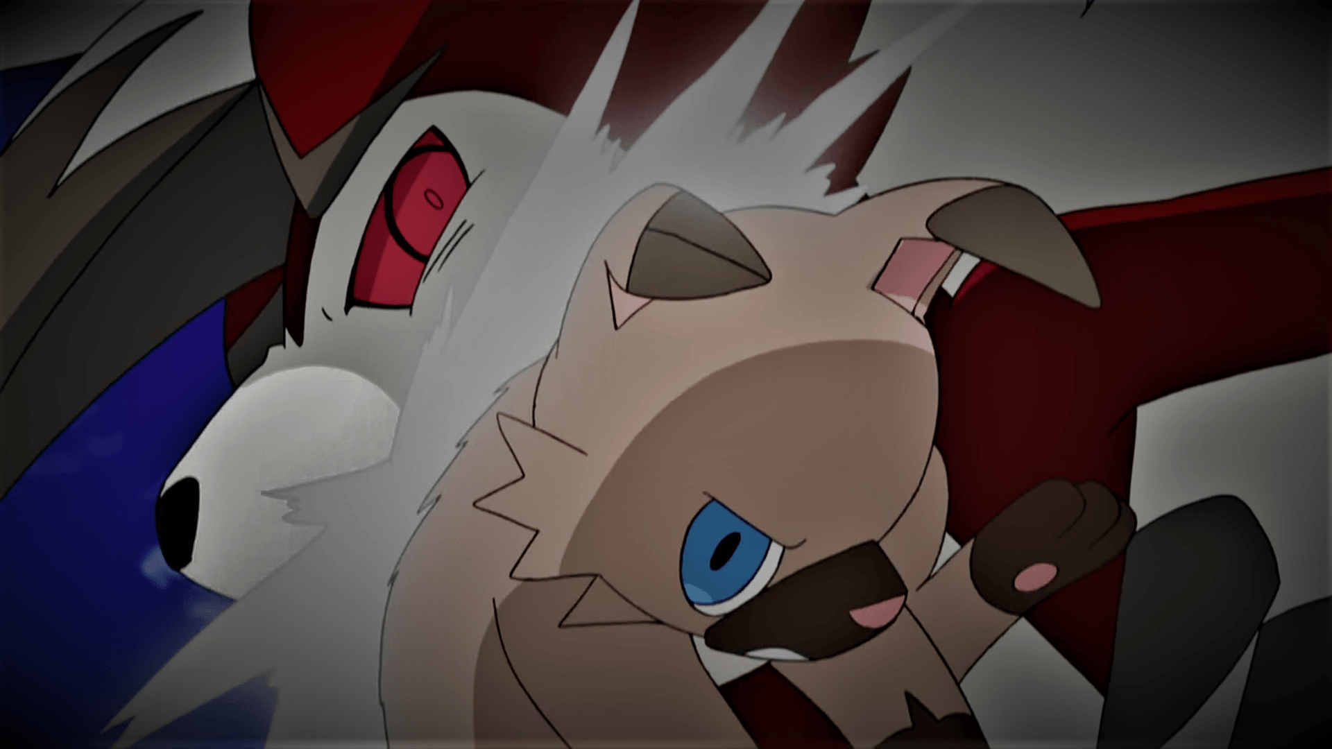 Rockruff battling Lycanroc