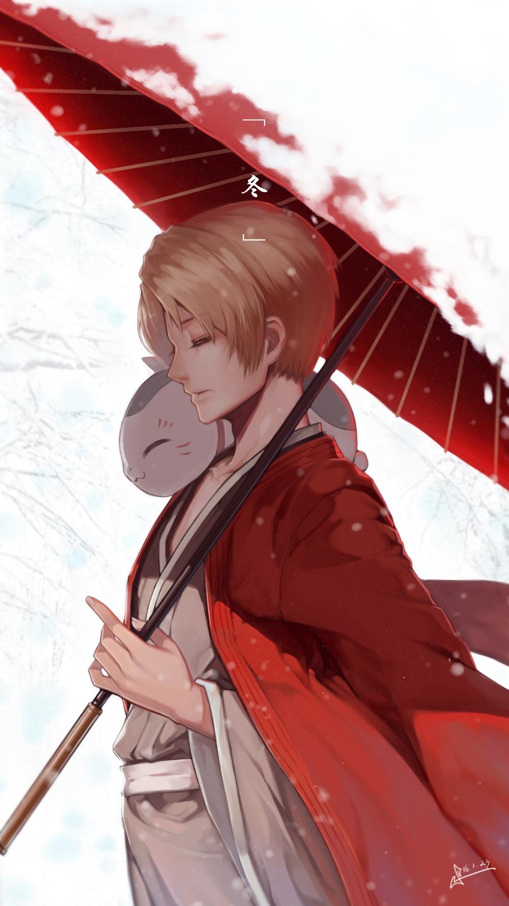 Wallpapers : Natsume Yuujinchou, anime boys, Takashi Natsume, nyanko