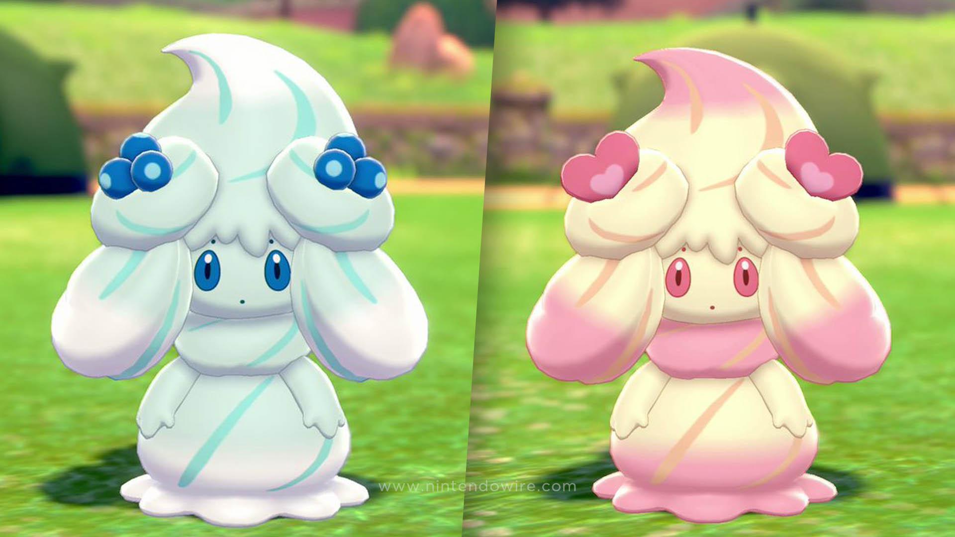 Different Alcremie flavors shared via Pokémon accounts around the