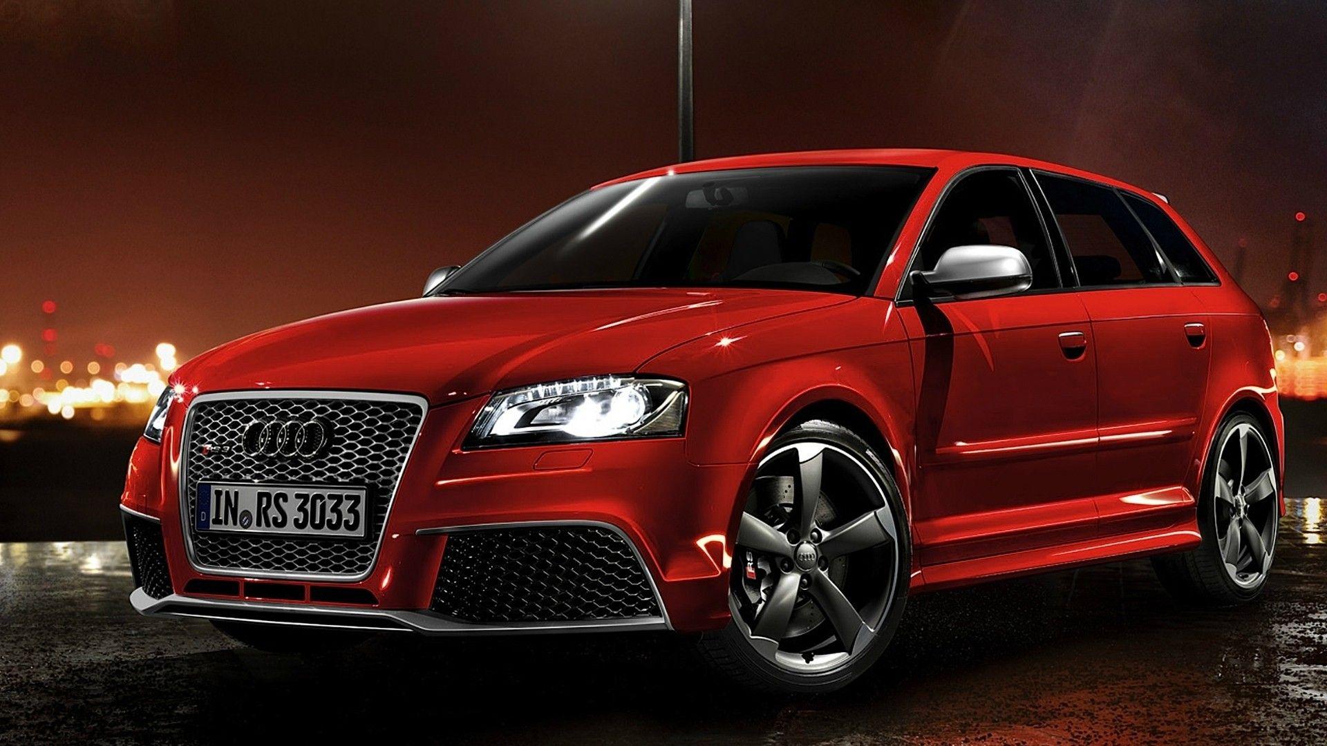 Red Audi RS3 Sportback Night Photo desktop PC and Mac