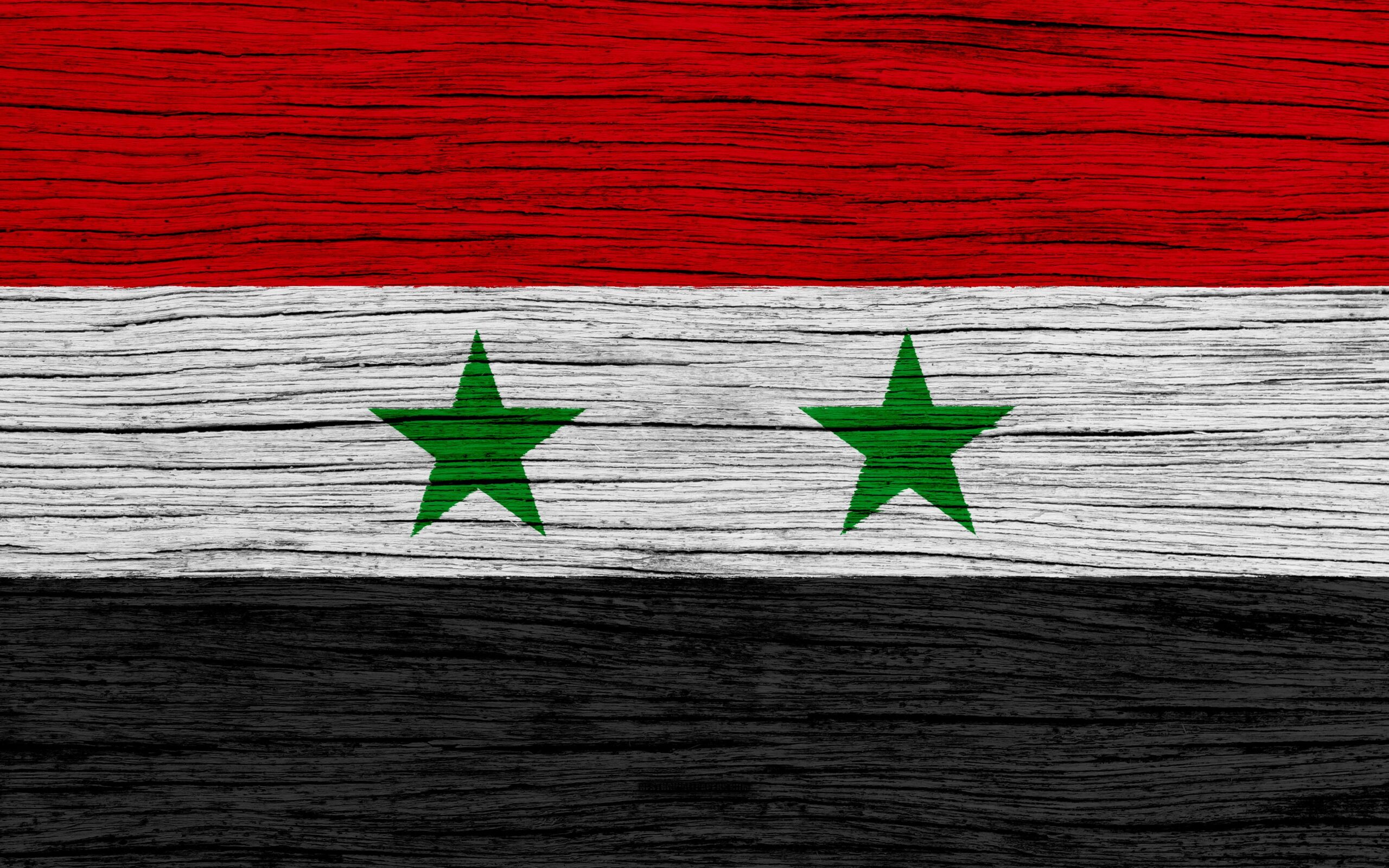 Download wallpapers Flag of Syria, 4k, Asia, wooden texture, Syrian