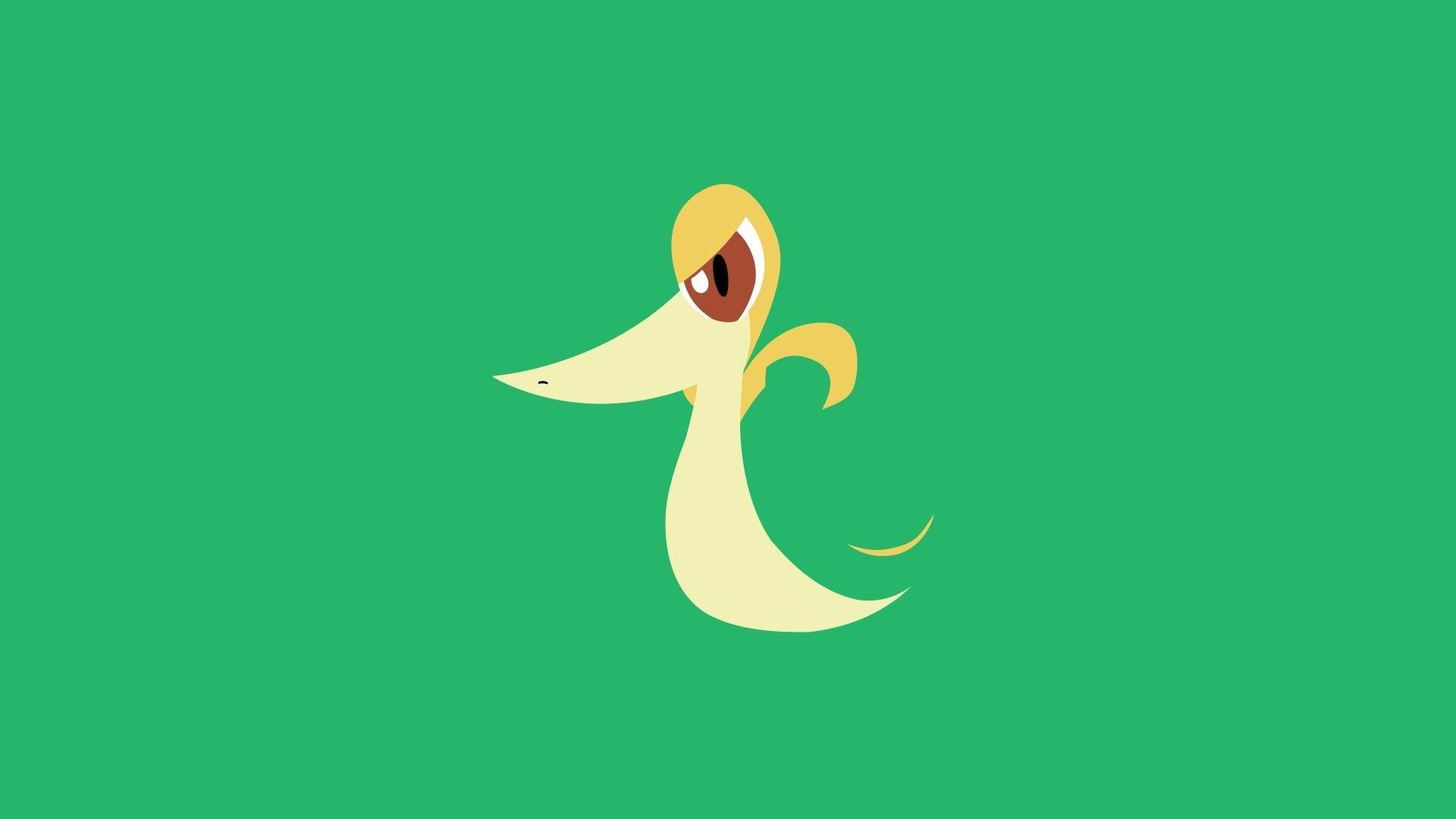 Green pokemon minimalistic yellow grass snivy wallpapers