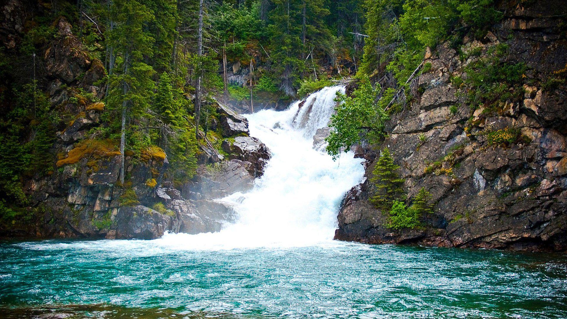 Waterfalls: Montana Waterfall Park Mountains Nat Glacier Wallpapers