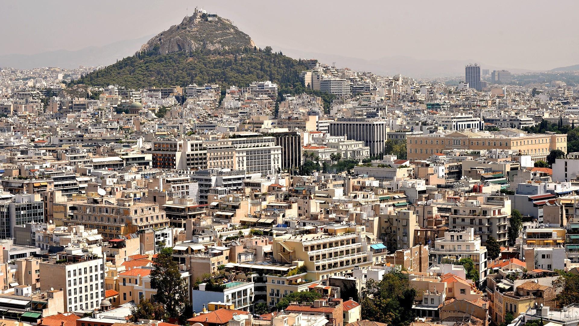 Athens greece cityscapes city skyline mountains wallpapers