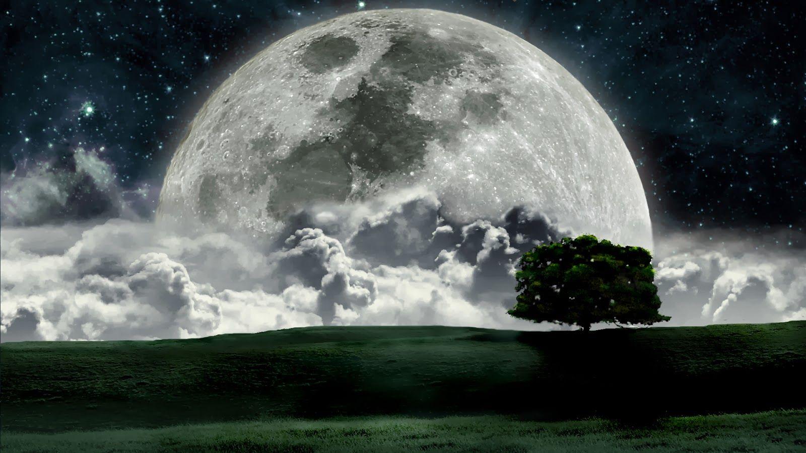 Very Nice Moon Cloud Painting Hd Wallpapers