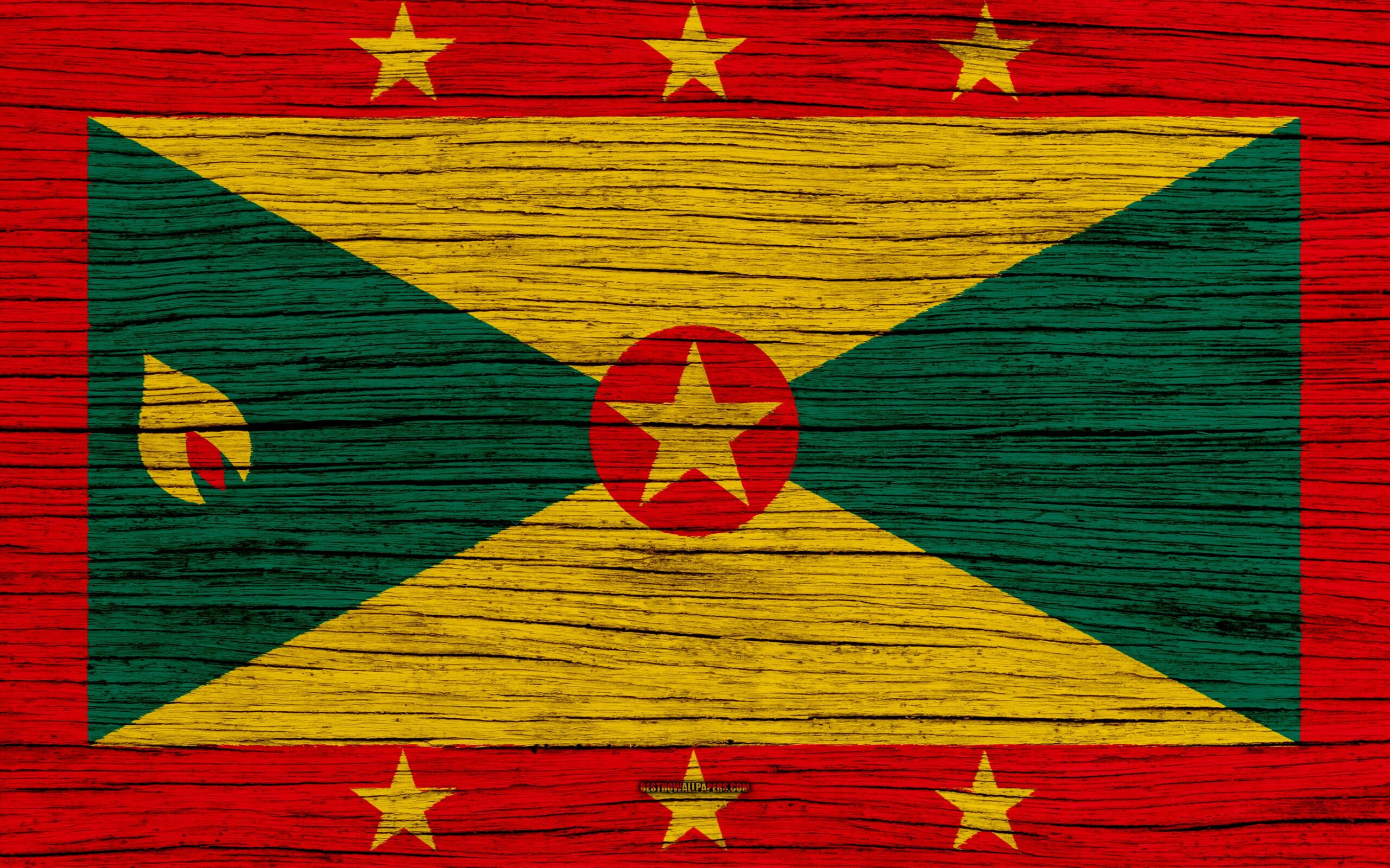 Download wallpapers Flag of Grenada, 4k, North America, wooden