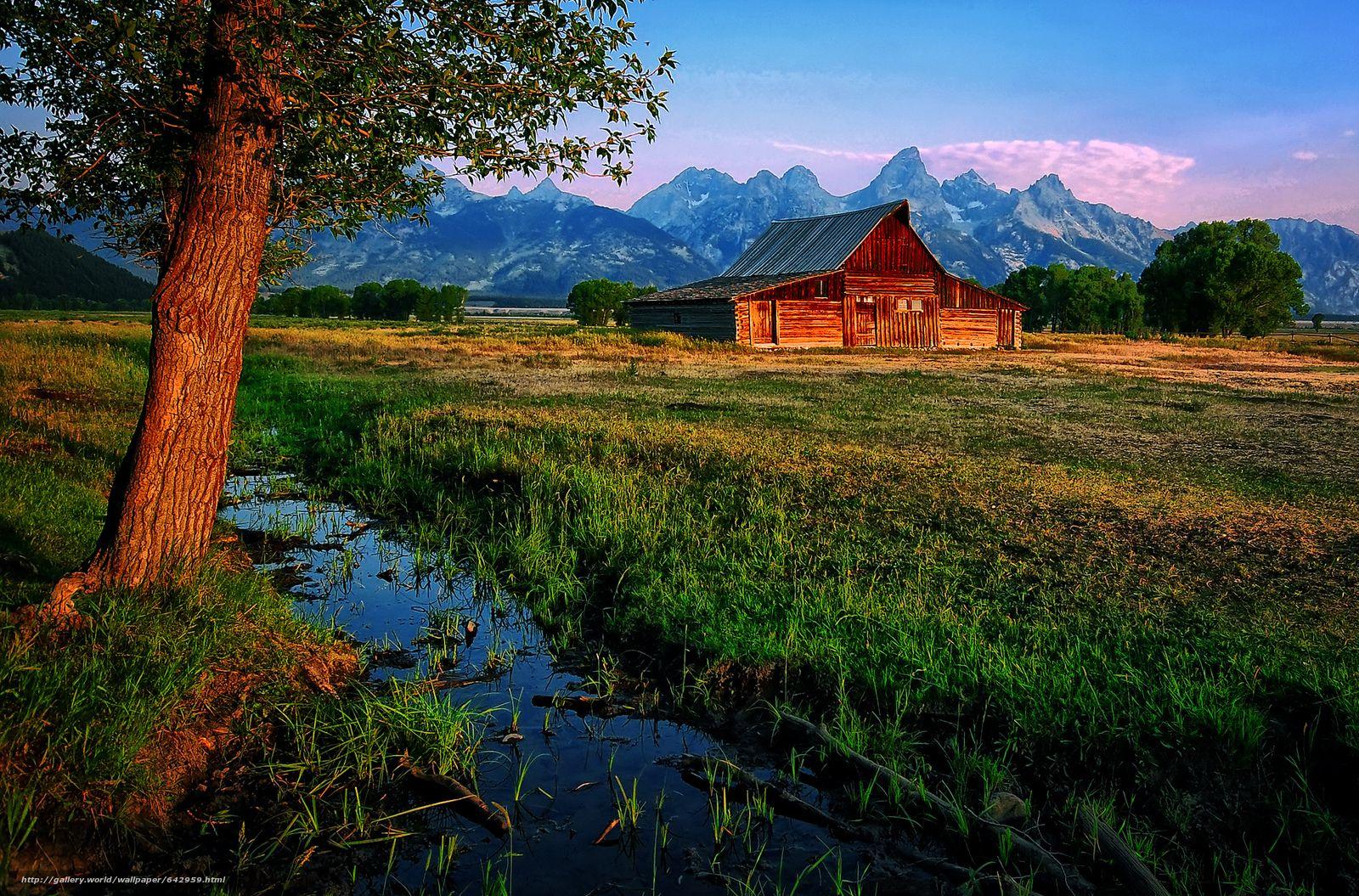 Download wallpapers thomas moulton barn, Grand Teton National Park