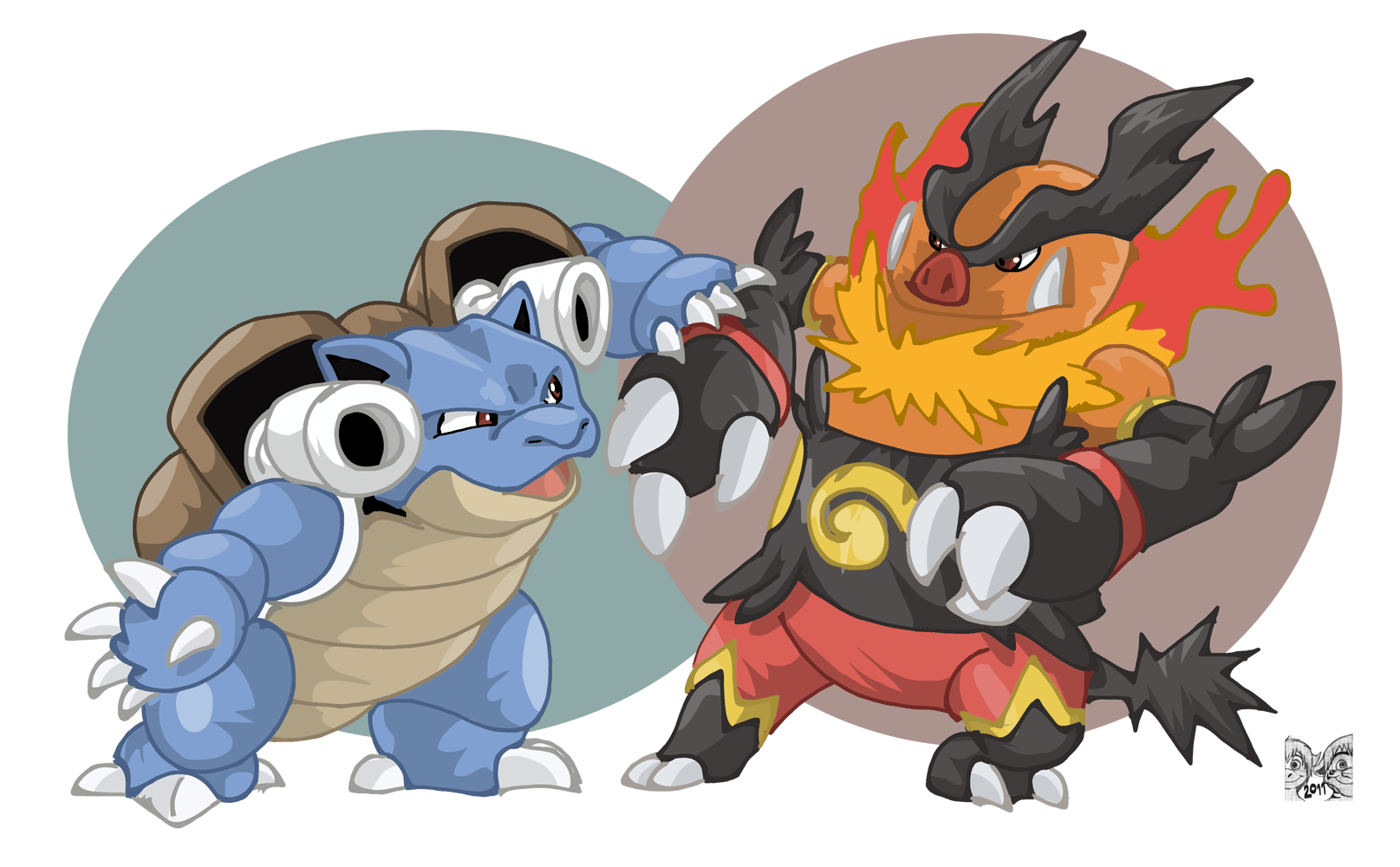 Blastoise vs Emboar by Natsuakai