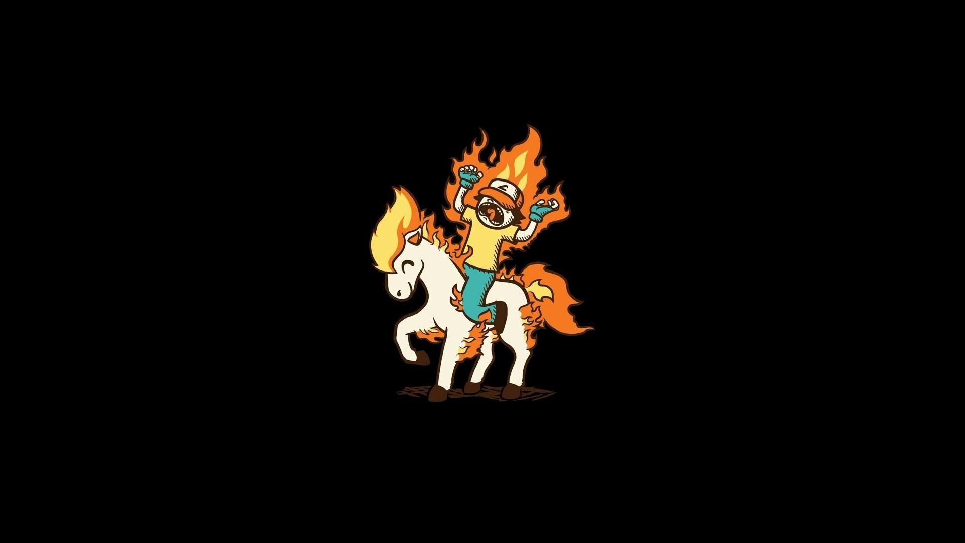 Pokemon ponyta black backgrounds minimalistic simple wallpapers