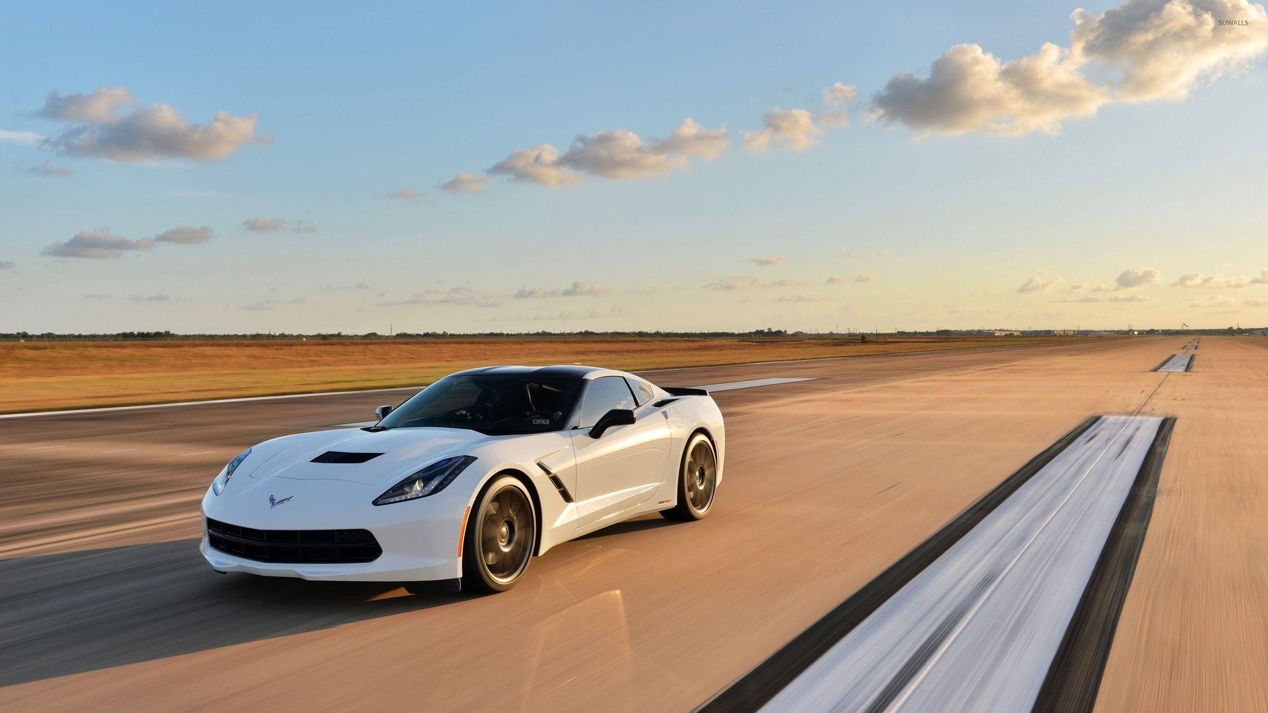 White Chevrolet Corvette C7 Stingray wallpapers