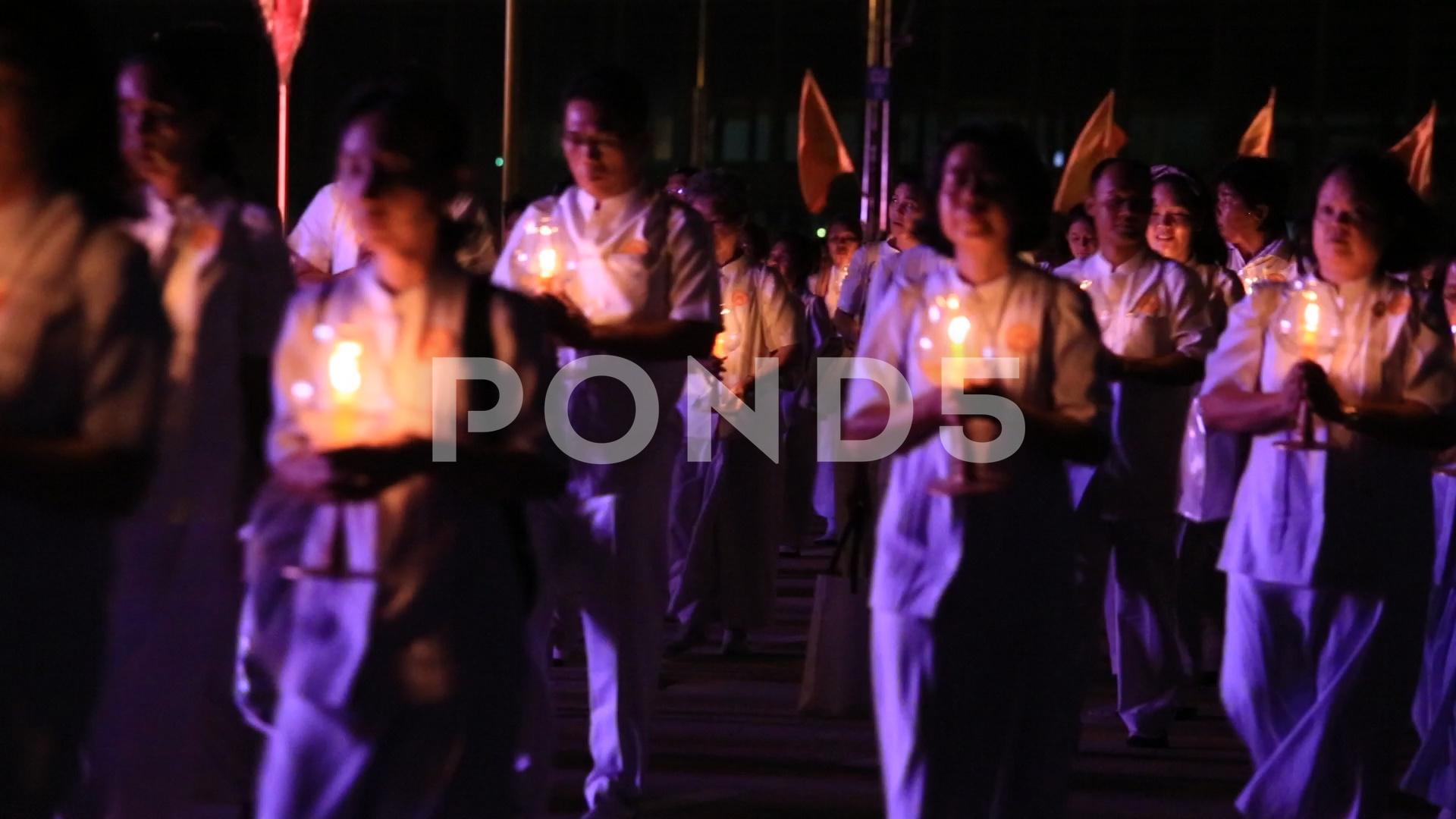 People in ceremony Magha Puja Day, Wat Phra Dhammakaya, Bangkok