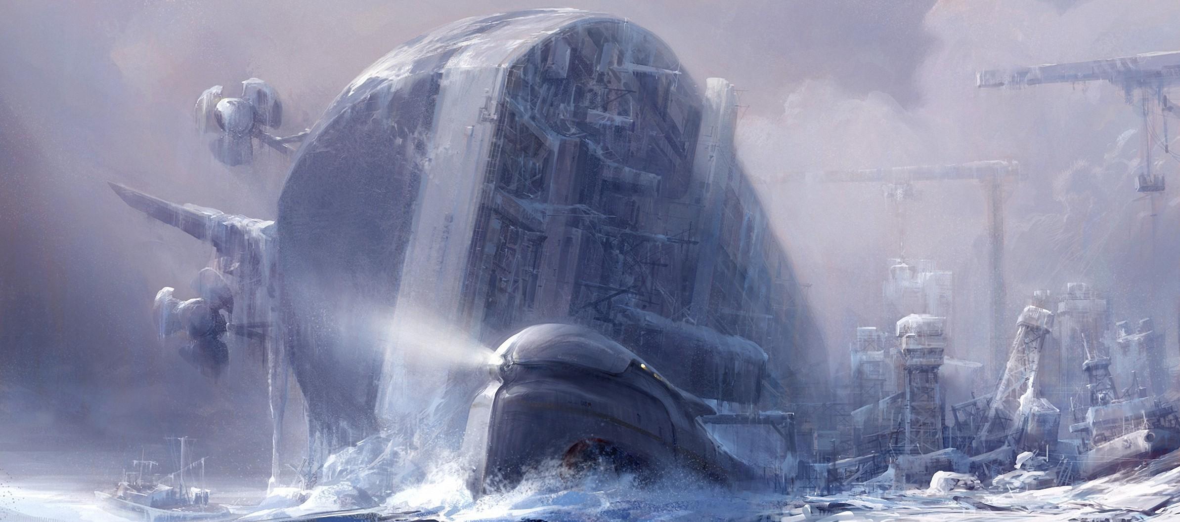 Download Wallpapers ship destruction through the snow