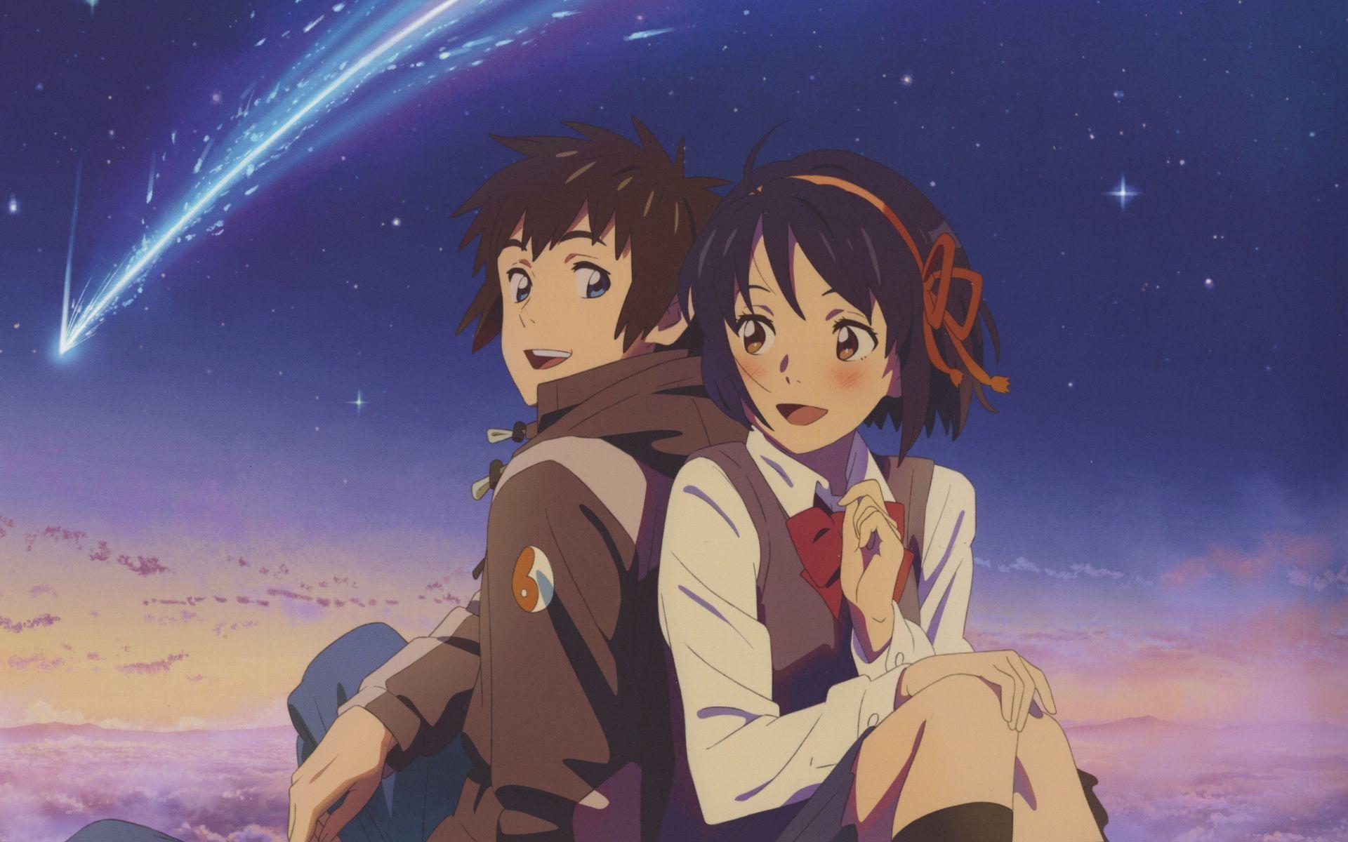 Download wallpapers cute couple, mitsuha miyamizu, taki