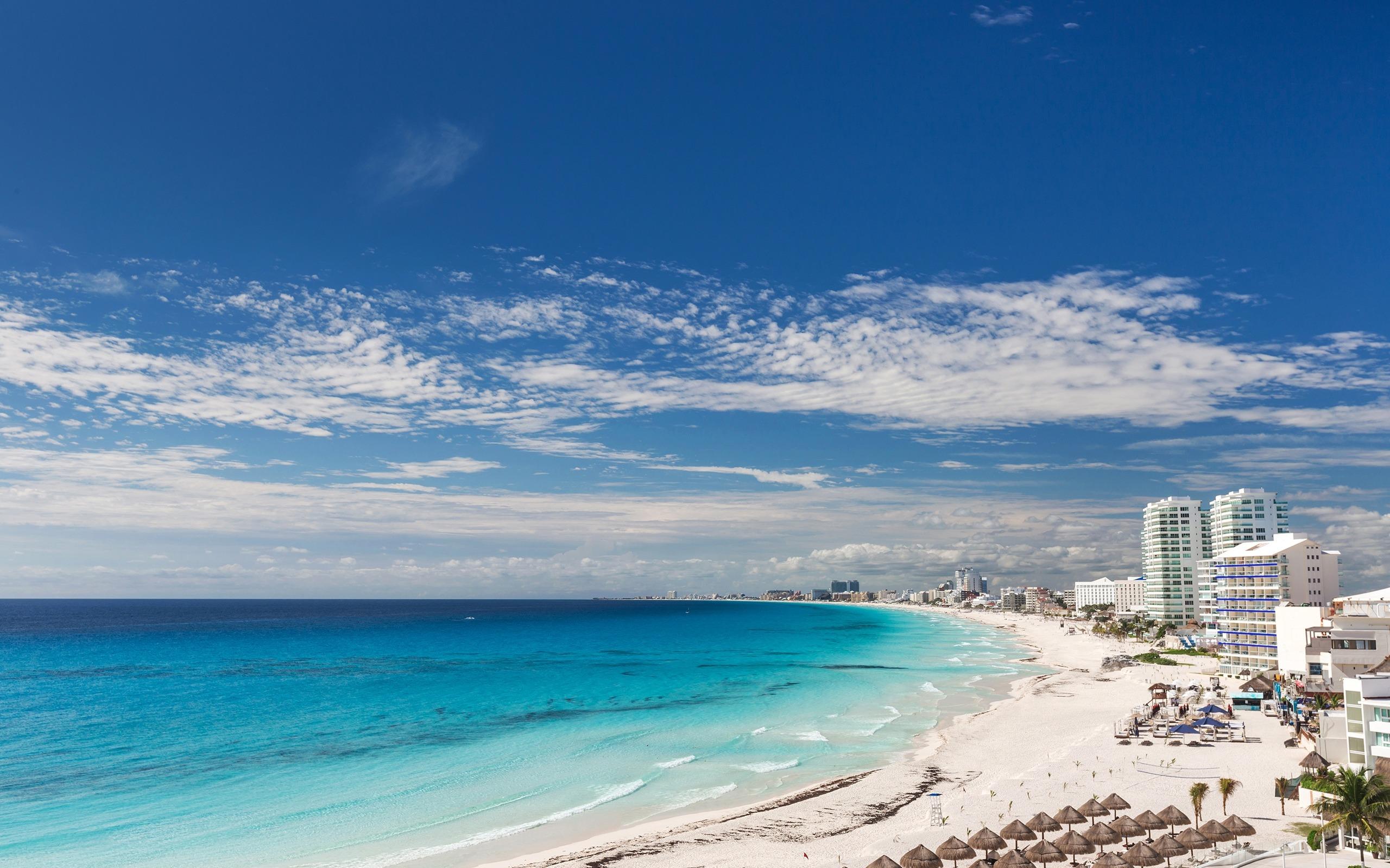 Download wallpapers Cancun, beach, caribbean sea, coast, resort