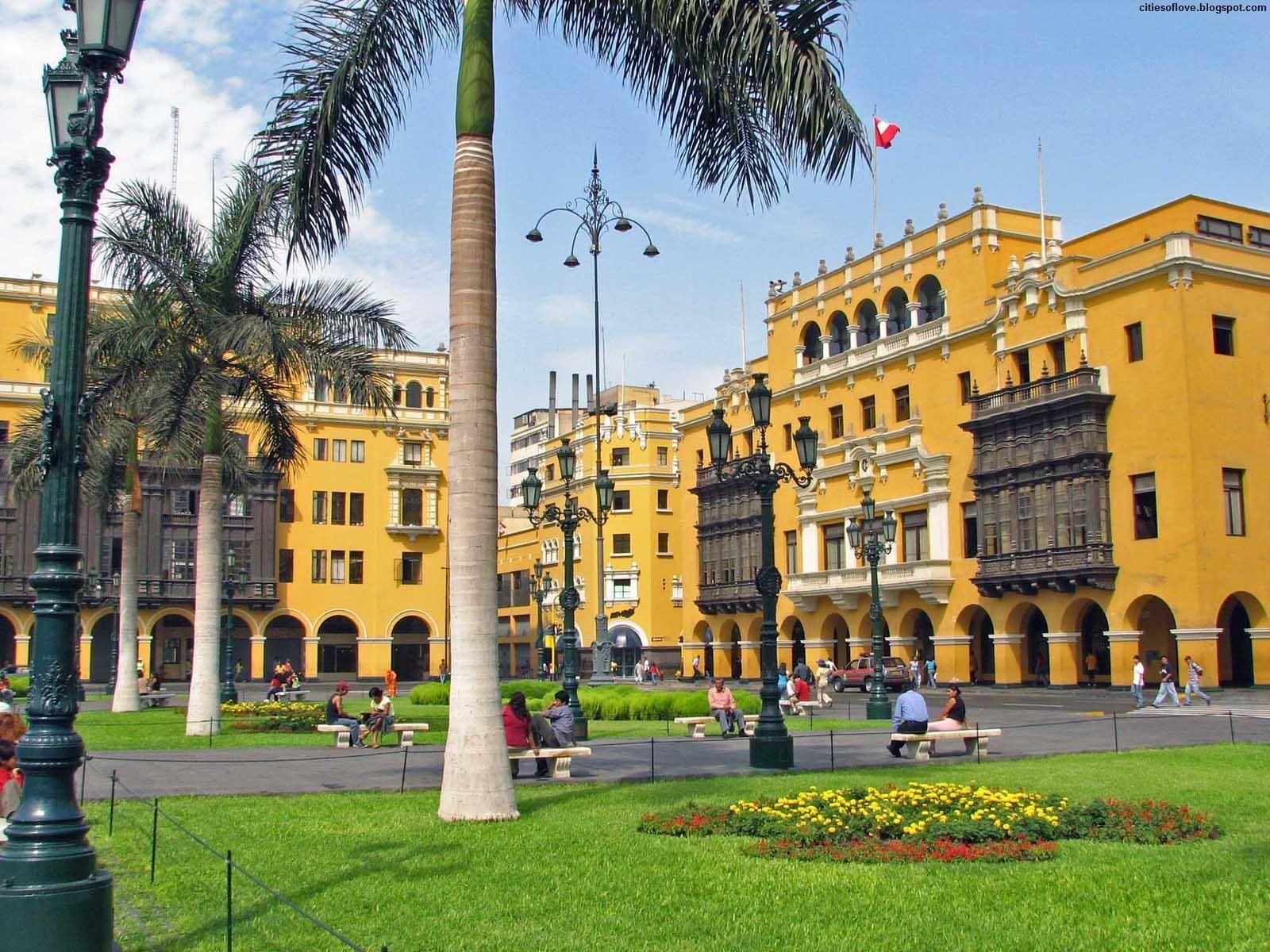 Lima Historical Beautiful Plaza Mayor Peru Hd Desktop Wallpapers