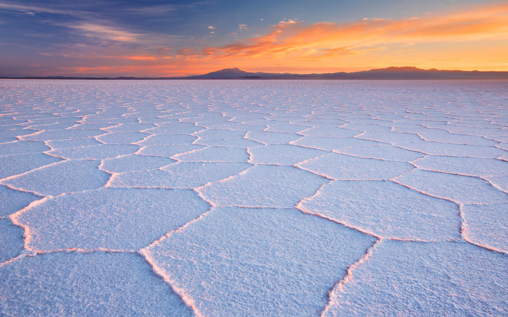 Salar de Uyuni a Salt Flat In Bolivia At Sunrise