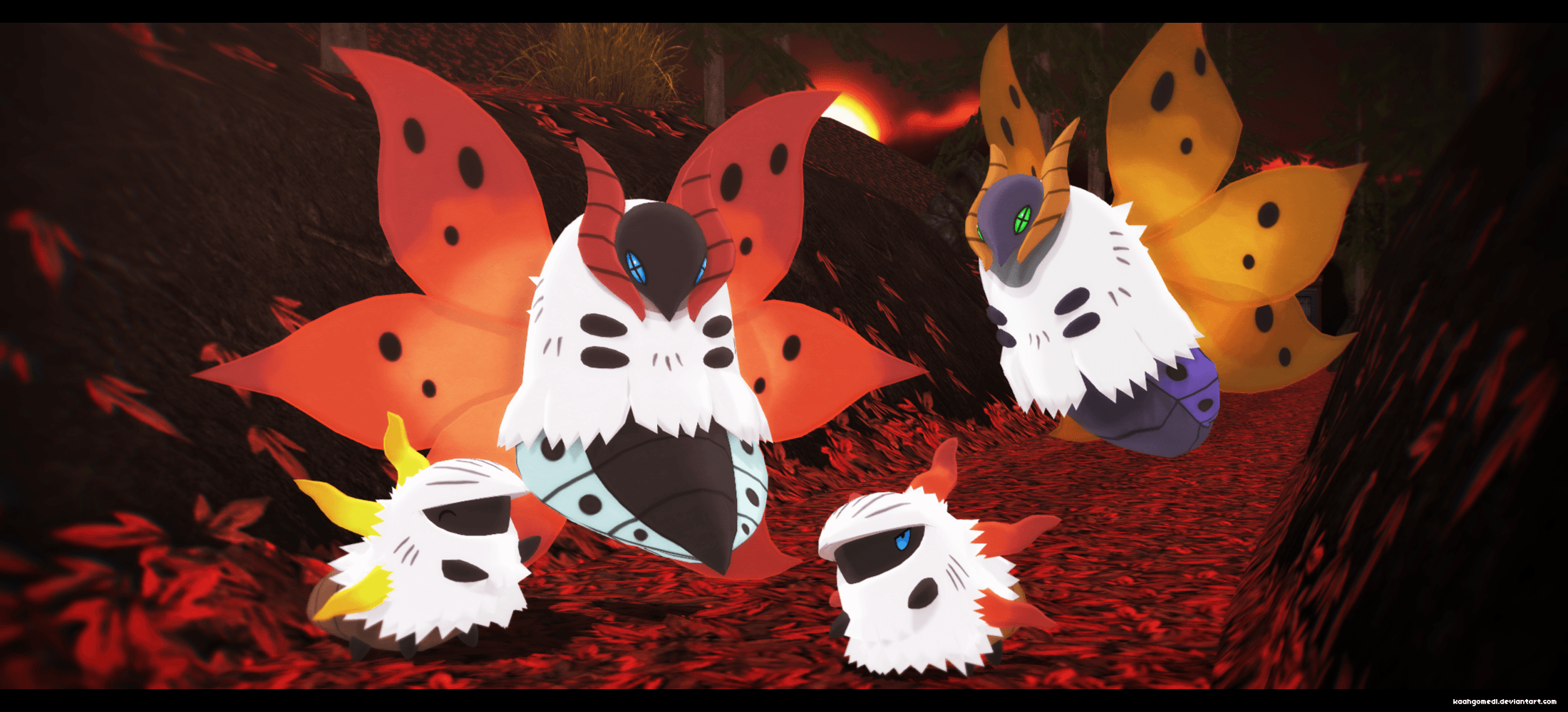 MMD Pokemon: Volcarona and Larvesta by kaahgomedl