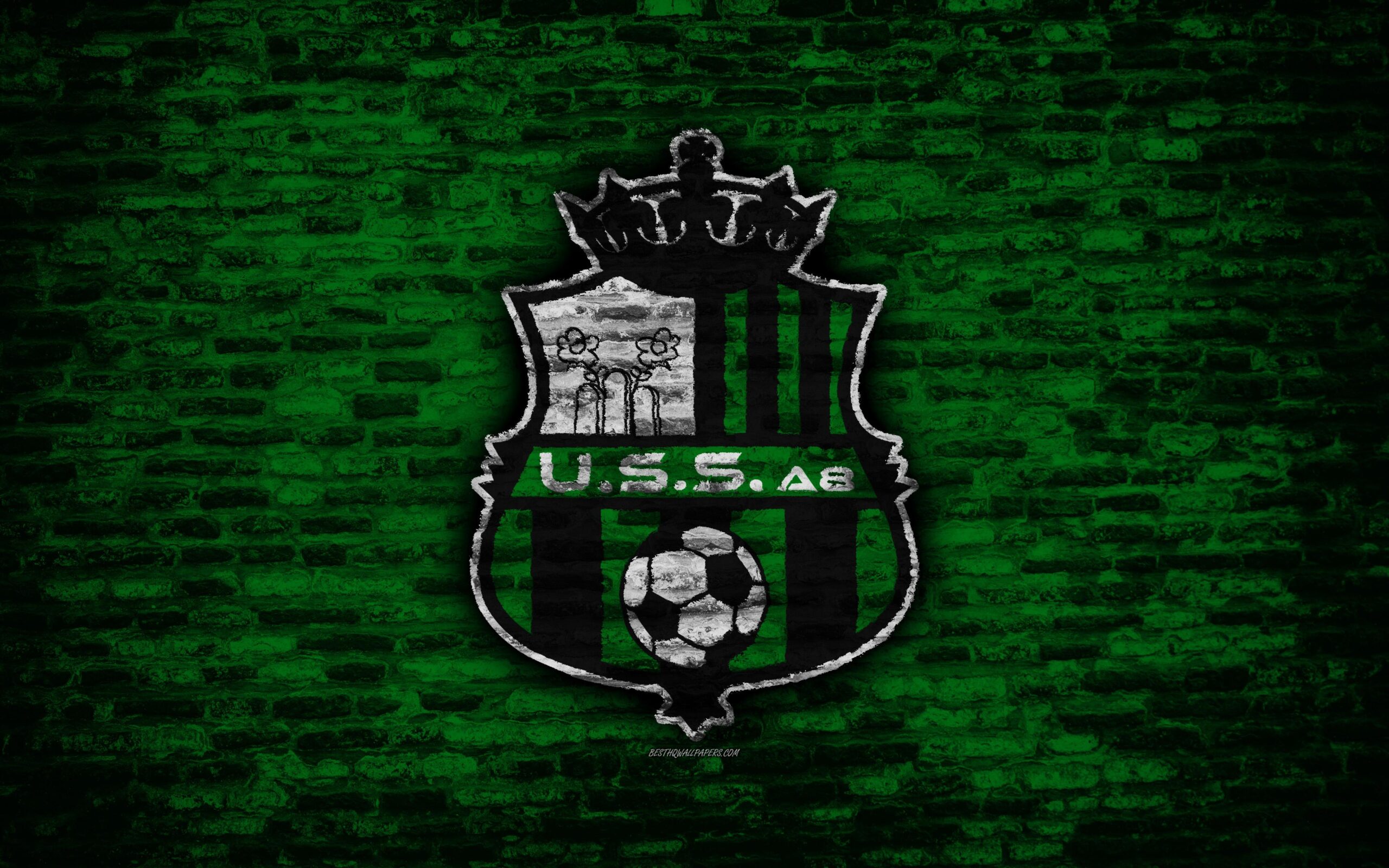 Download wallpapers Sassuolo FC, 4k, logo, brick wall, Serie A