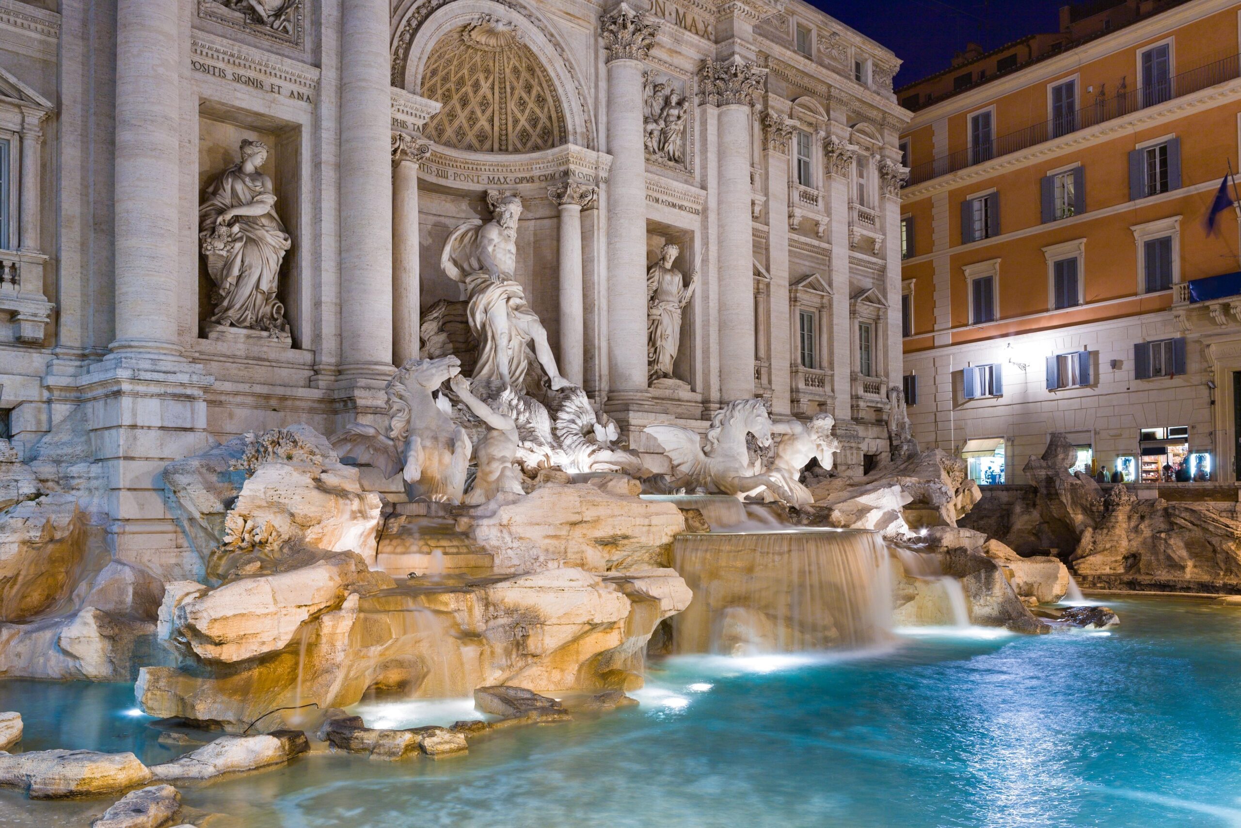 Wallpapers fires, night, Italy, Rome, fountain, Trevi » City, nature