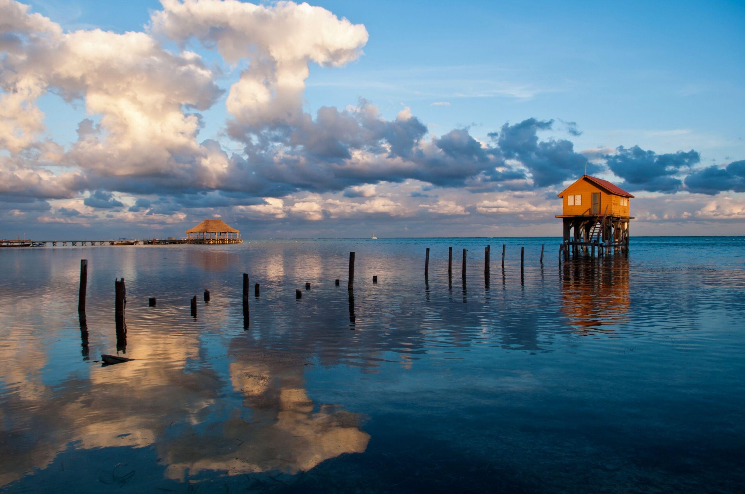 Belize, beach, house, reflections, tropical, beautiful, sea