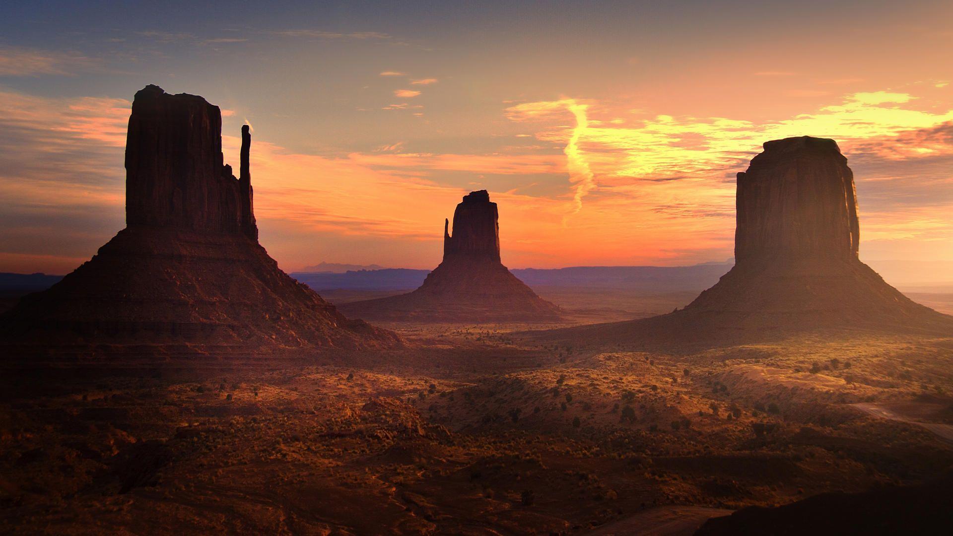 Monument Valley, Utah Sunrise Light on the Mittens Monument Valley