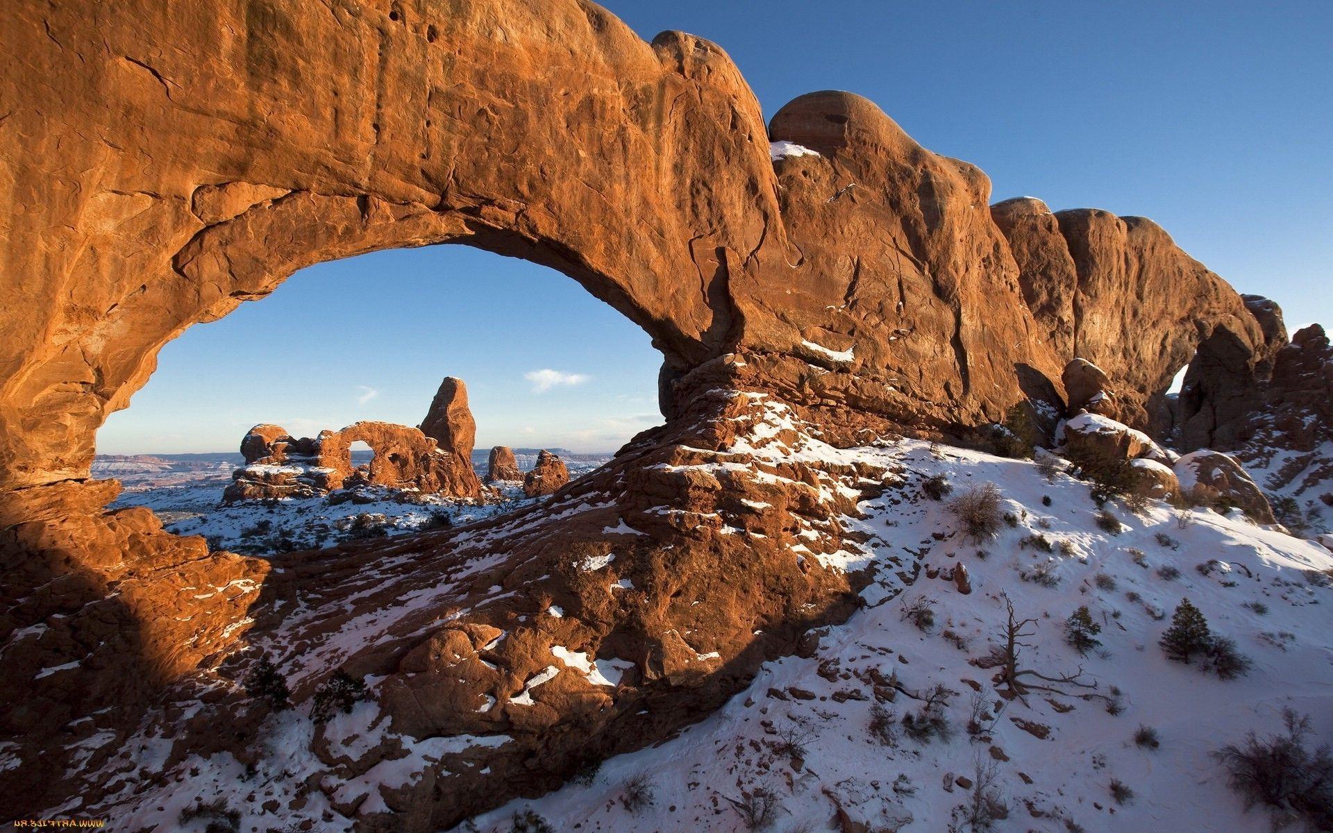 landscape, Rock Formation, Arch, Snow, Utah Wallpapers HD / Desktop